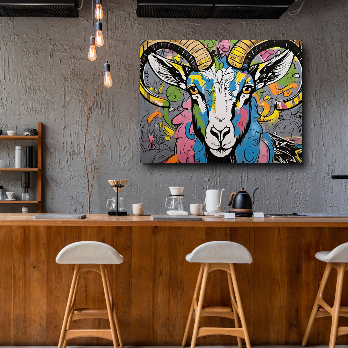Stunning Bighorn Sheep Graffiti Wall Art by Stephen Chambers