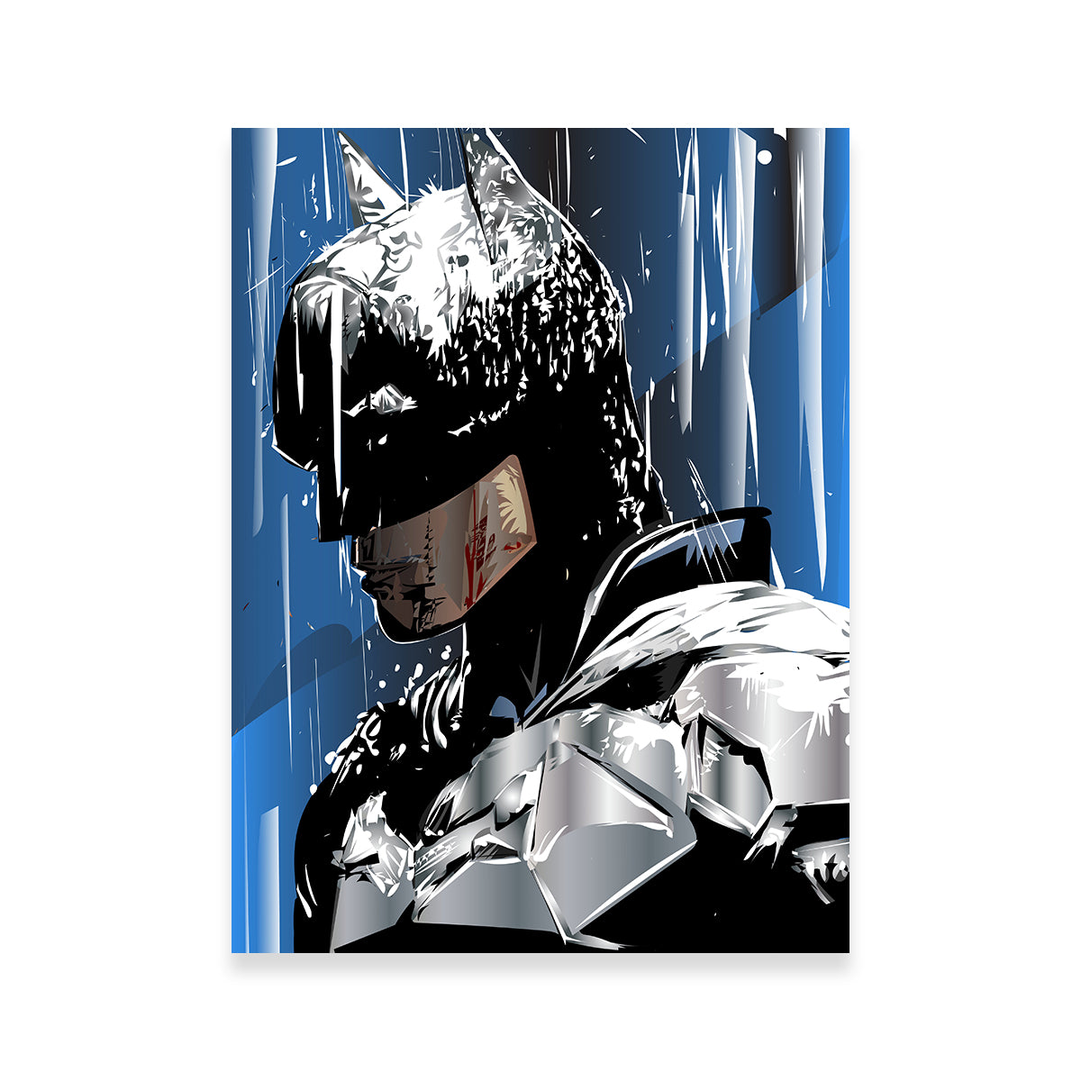 Batman Themed Rainy Scene Wall Art for Home Decor