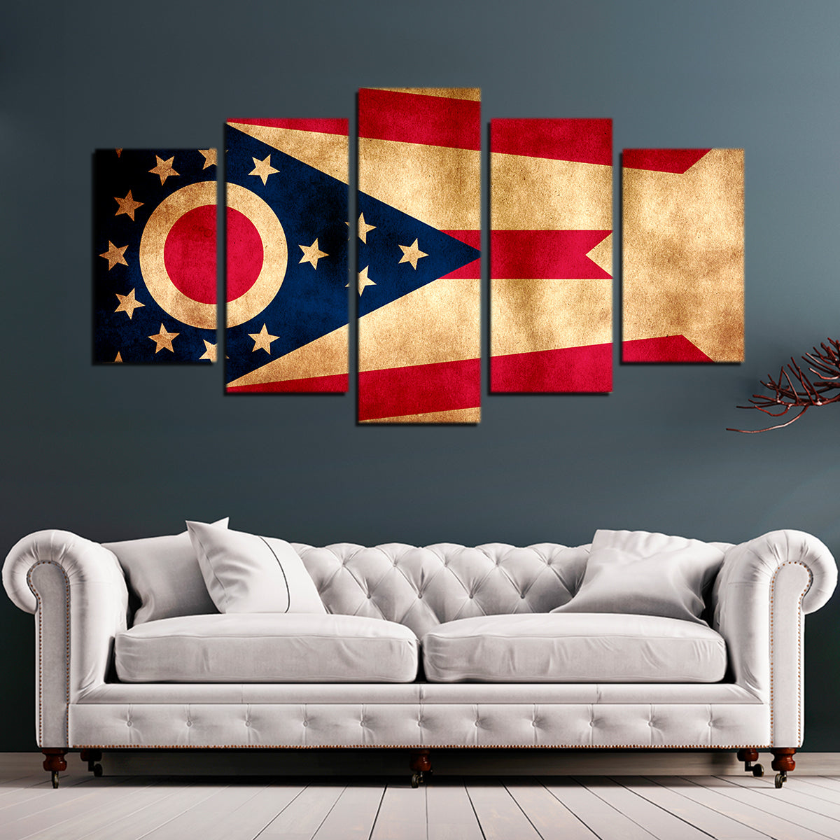 Vintage Ohio State Flag Grunge Wall Art for Stunning Home Decor