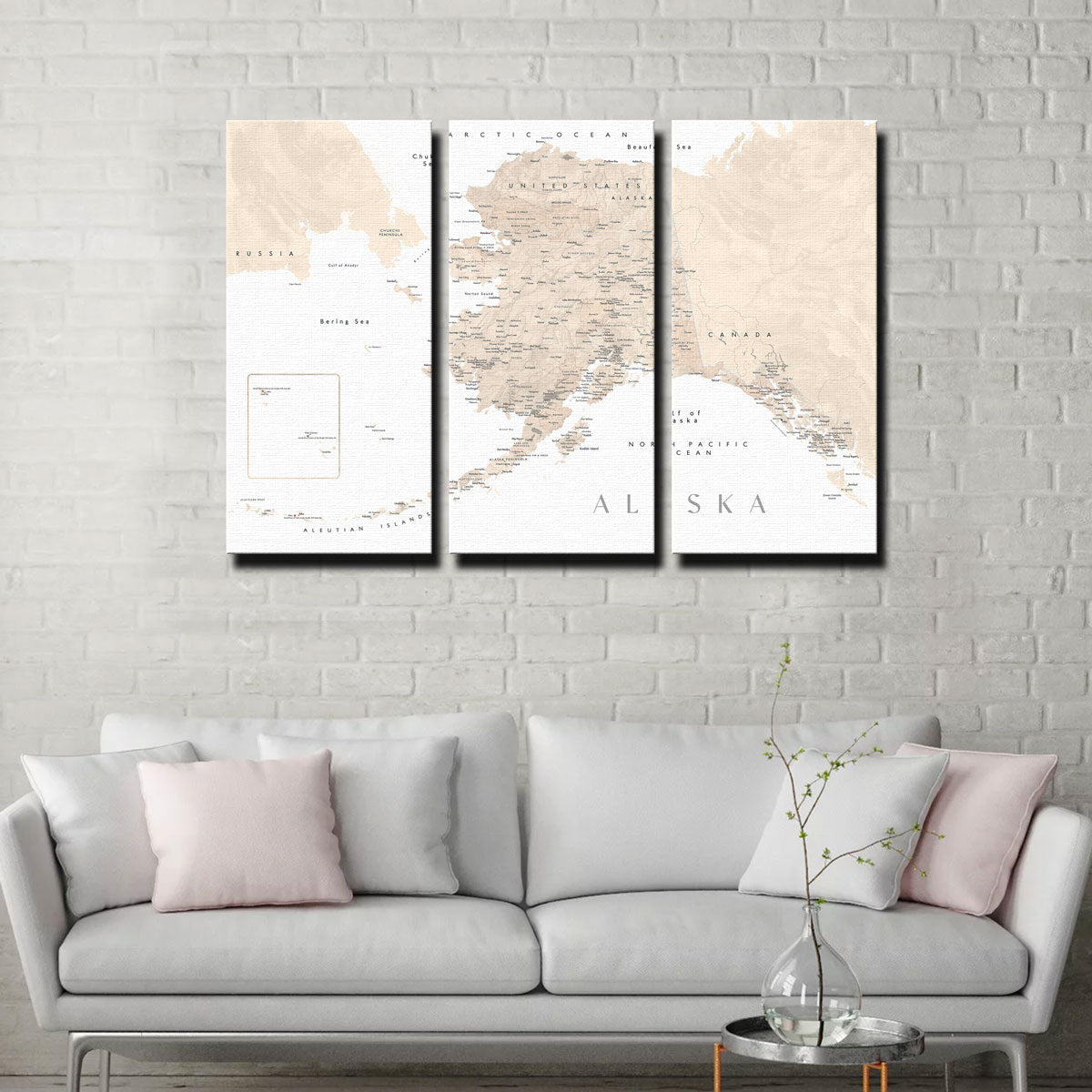 Exquisite Alaska Map 3 Wall Art for Your Home Decor