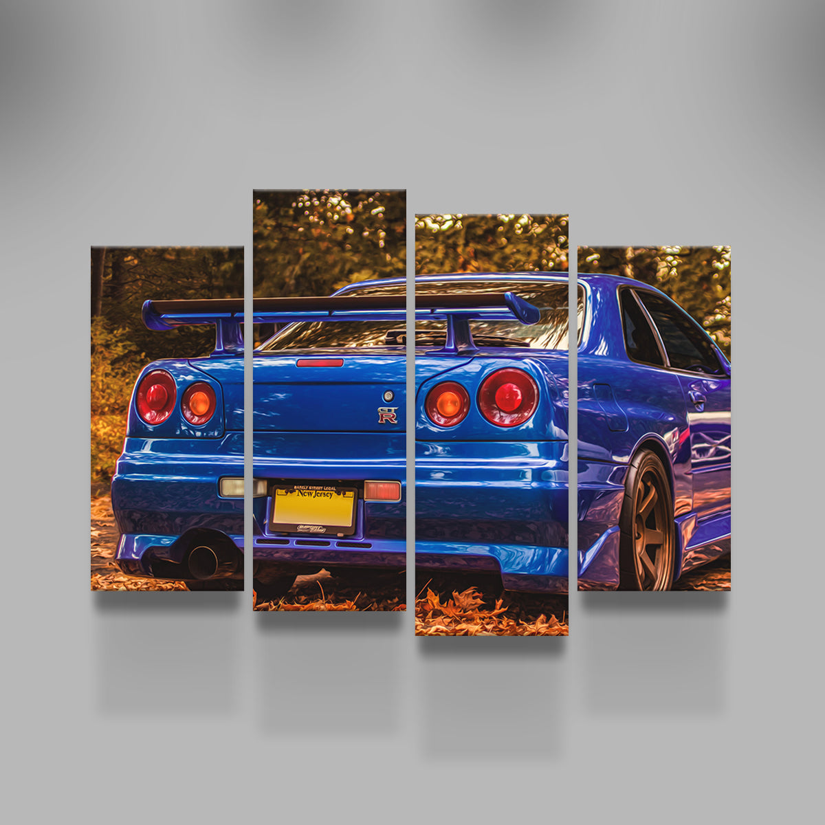 Stunning Nissan Skyline R34 Blue Wall Art - Ideal for Car Enthusiasts