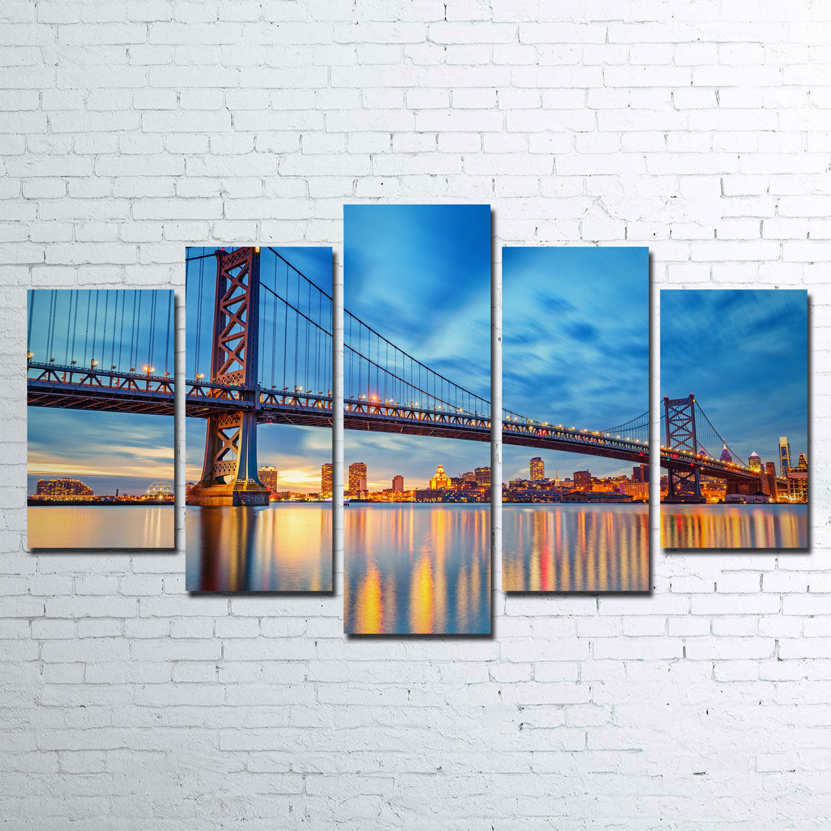 Ben Franklin Bridge Wall Art - Premium Sustainable Pine Wood Framed Canvas