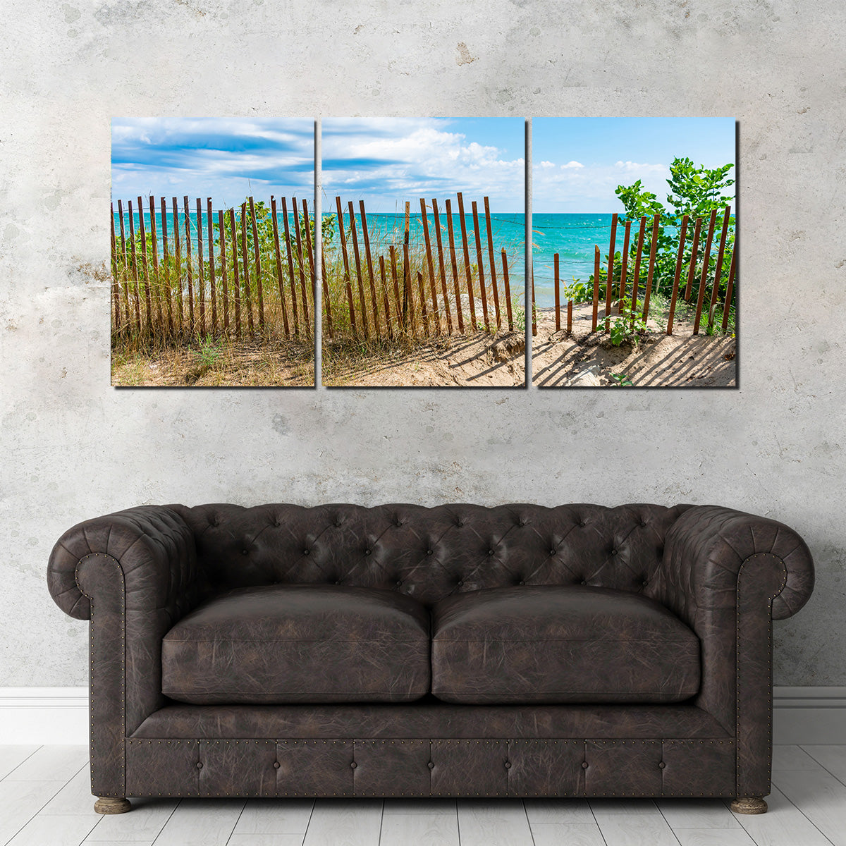 Stunning Shoreline with Fence in Evanston Wall Art for Your Home Decor