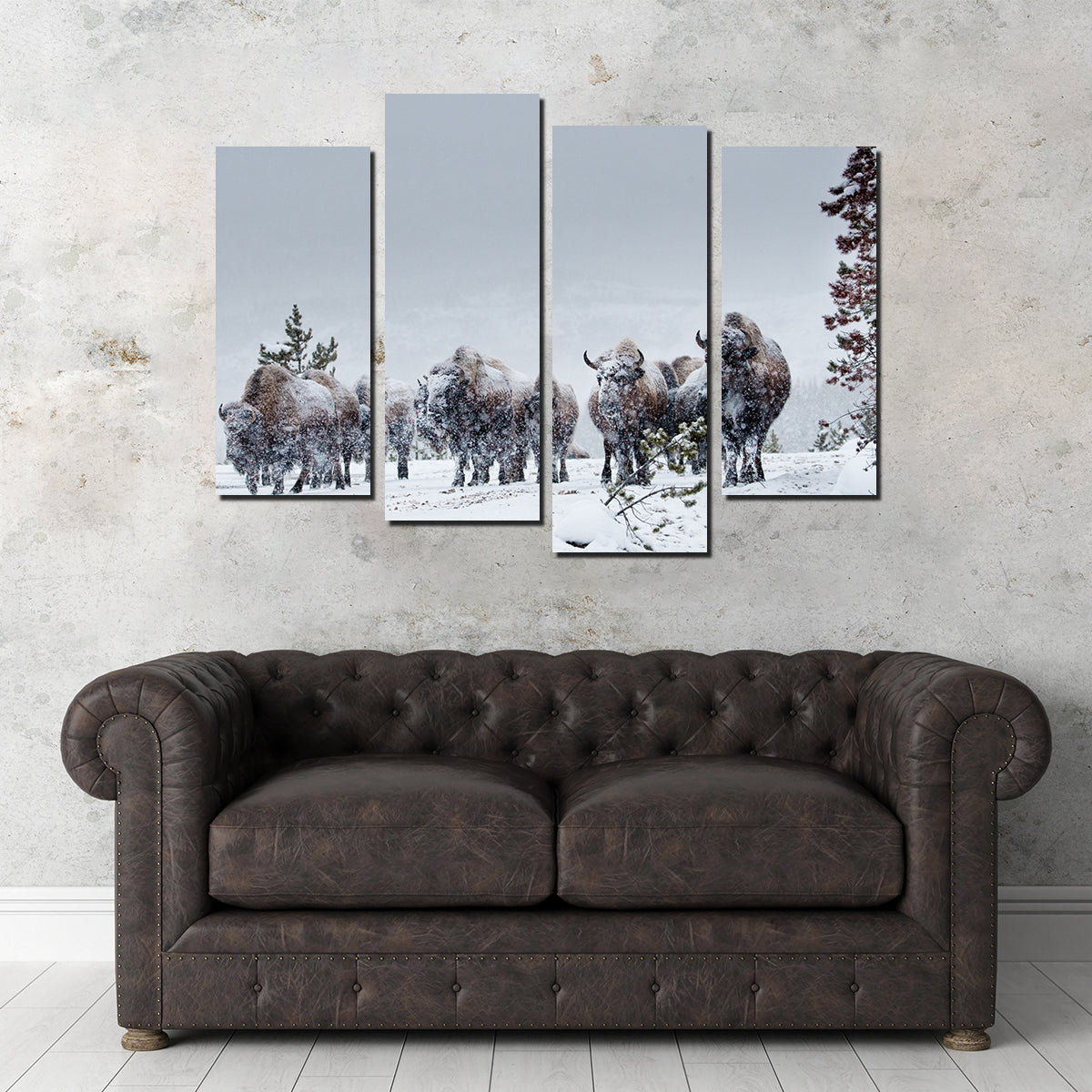 Stunning American Bison in Winter Snow Wall Art for Your Home Decor
