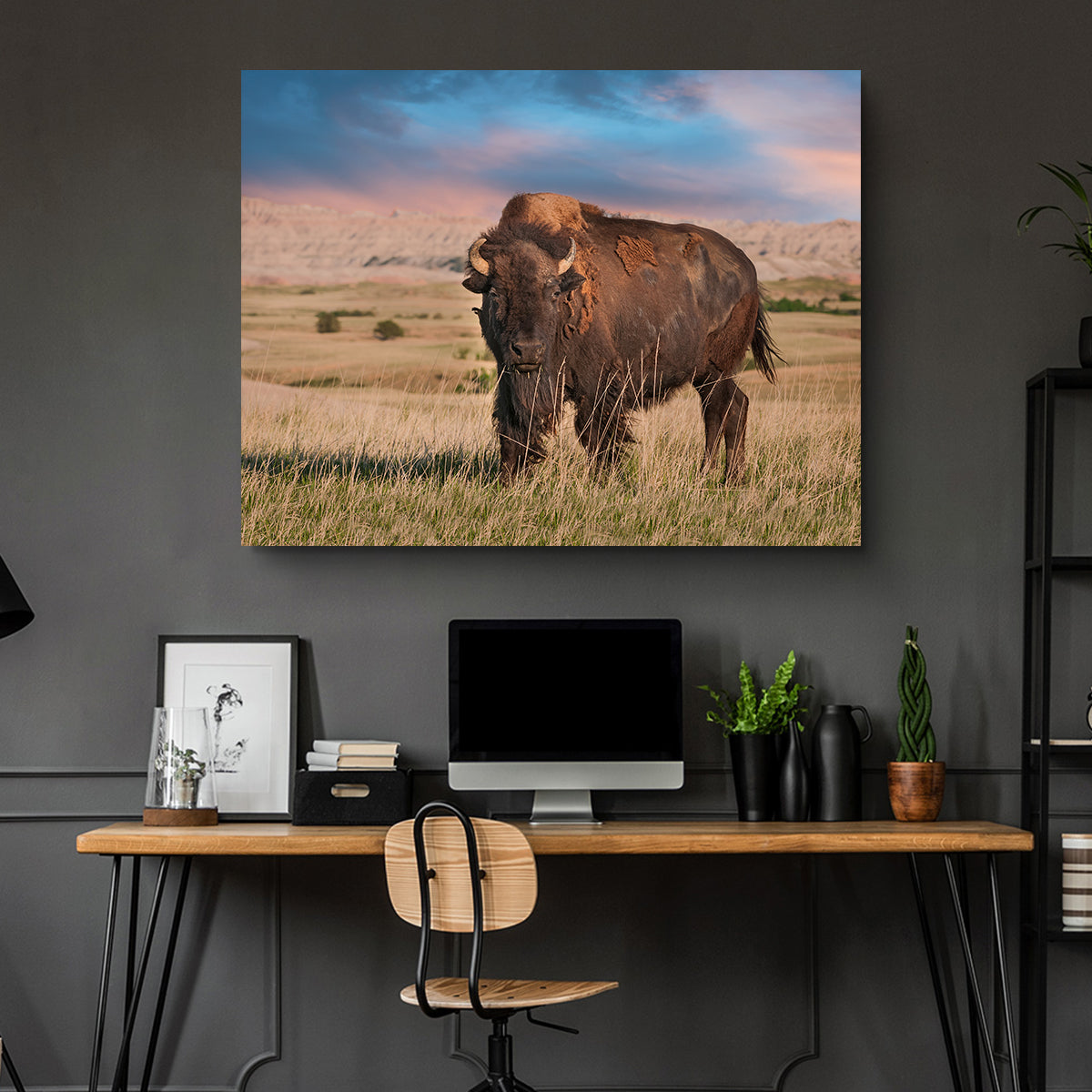 Stunning Badlands Bison Bull Wall Art for Striking Home Decor