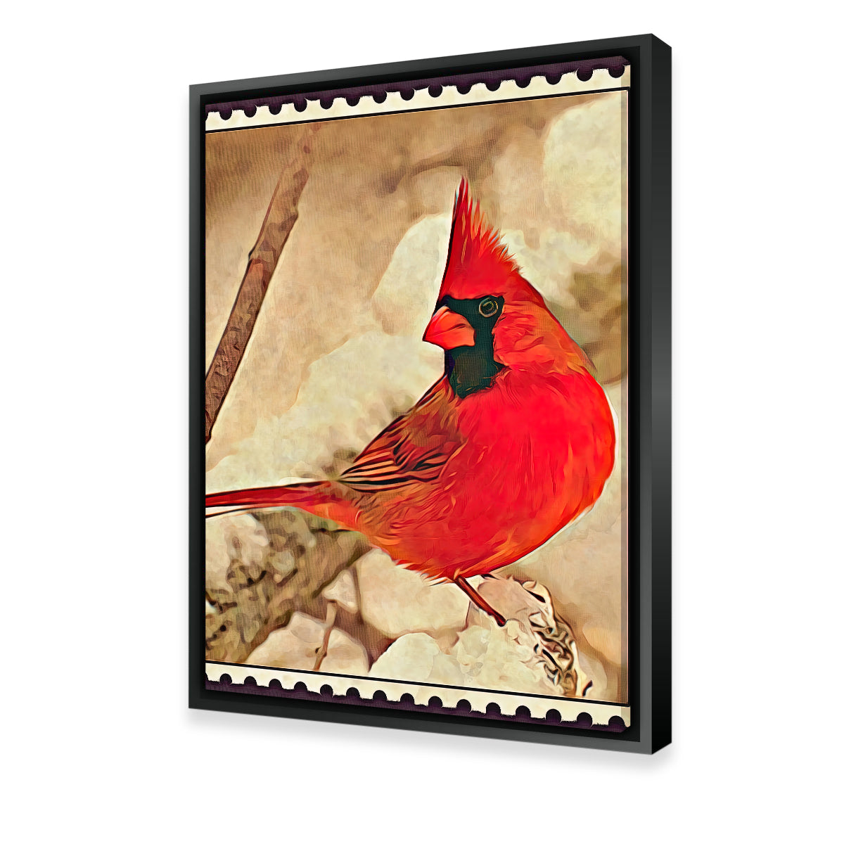 Stunning Cardinal Postage Stamp Wall Art by Denise Dundon