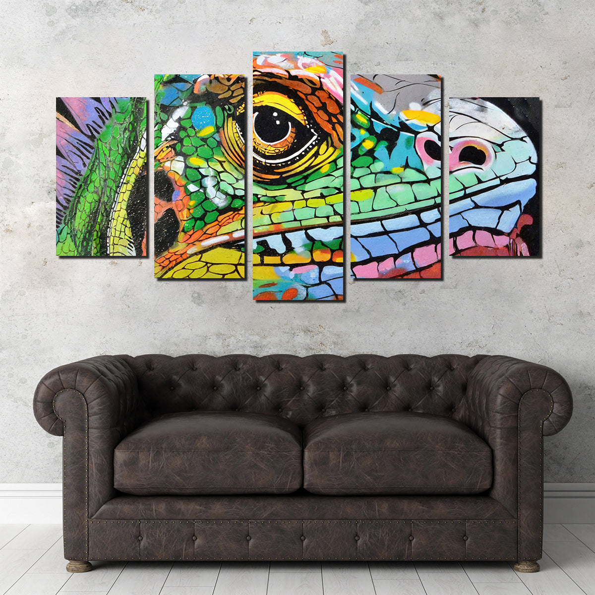 Stunning Iguana Graffiti Wall Art by Stephen Chambers