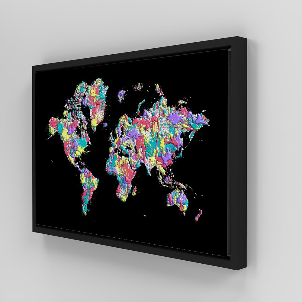 Stunning Pop Art World Map - Black Wall Art for Modern Spaces
