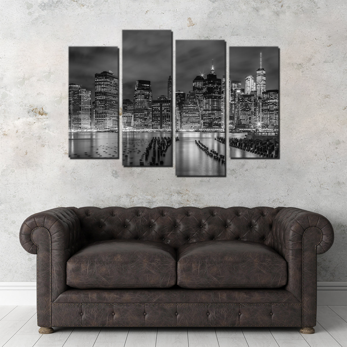 Stunning New York City Monochrome Night Impressions Wall Art by Melanie Viola
