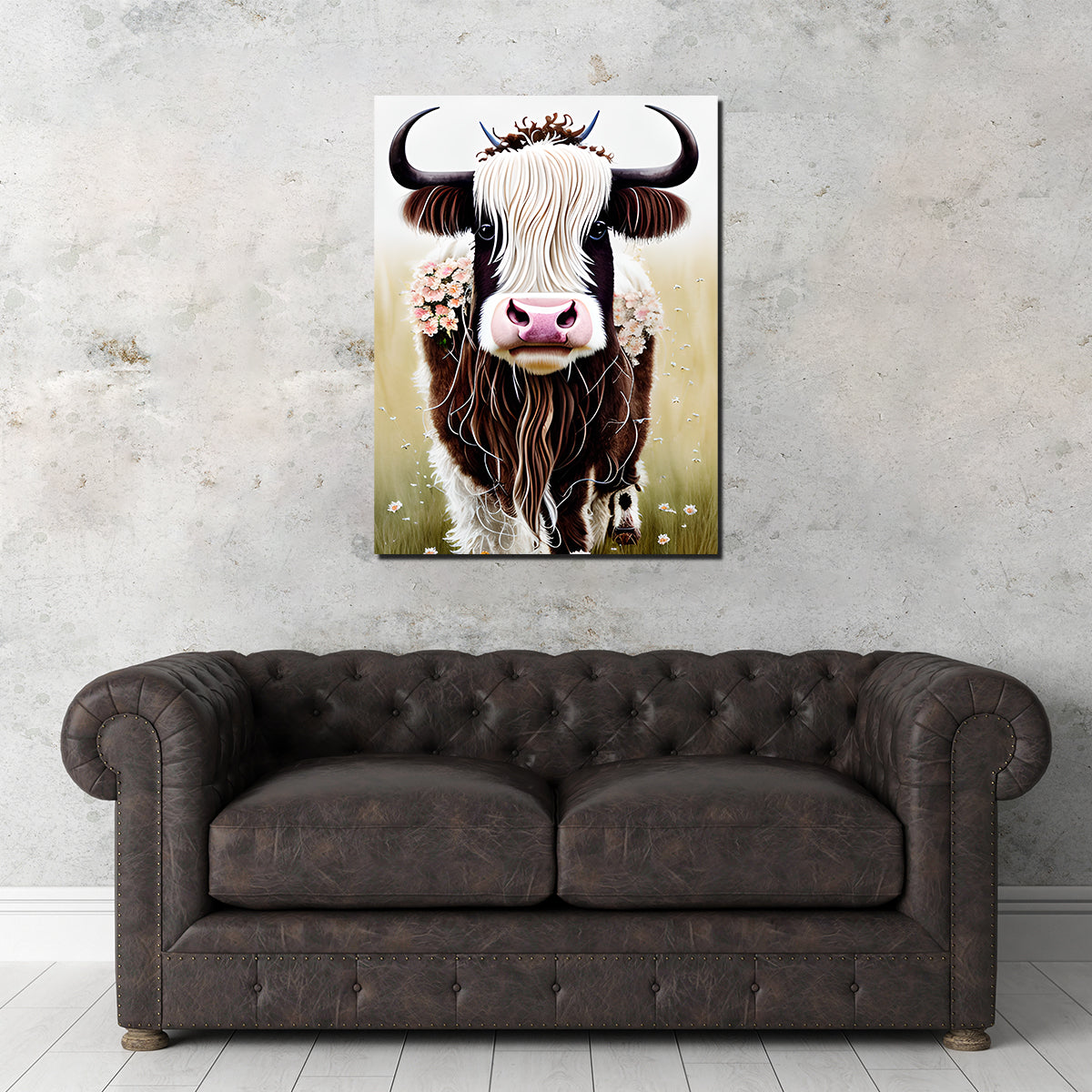 Stunning Shabby Chic Highland Cow Wall Art by Dina Rolle