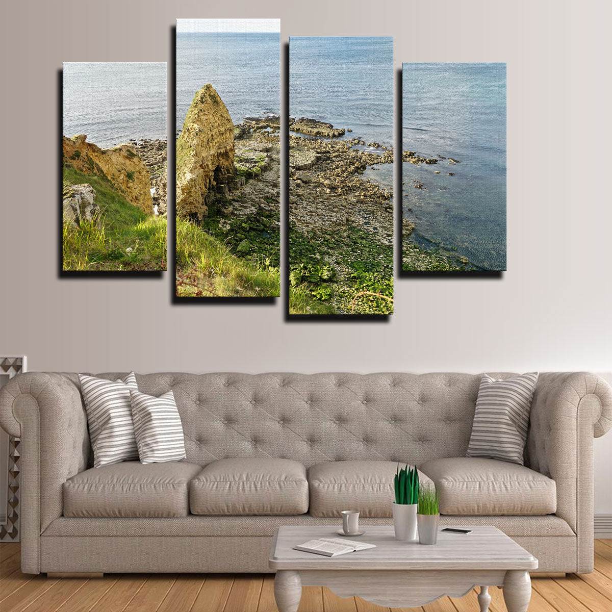Pointe du Hoc Normandy Wall Art by David Campbell - Museum Quality Canvas Print