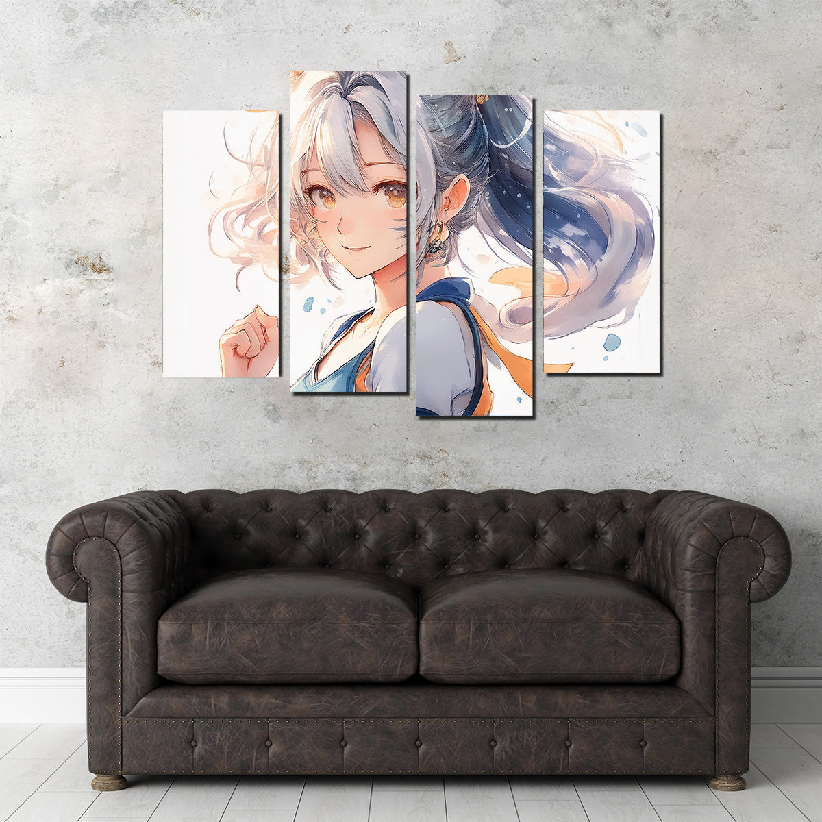 Stunning Anime Girl Print in White