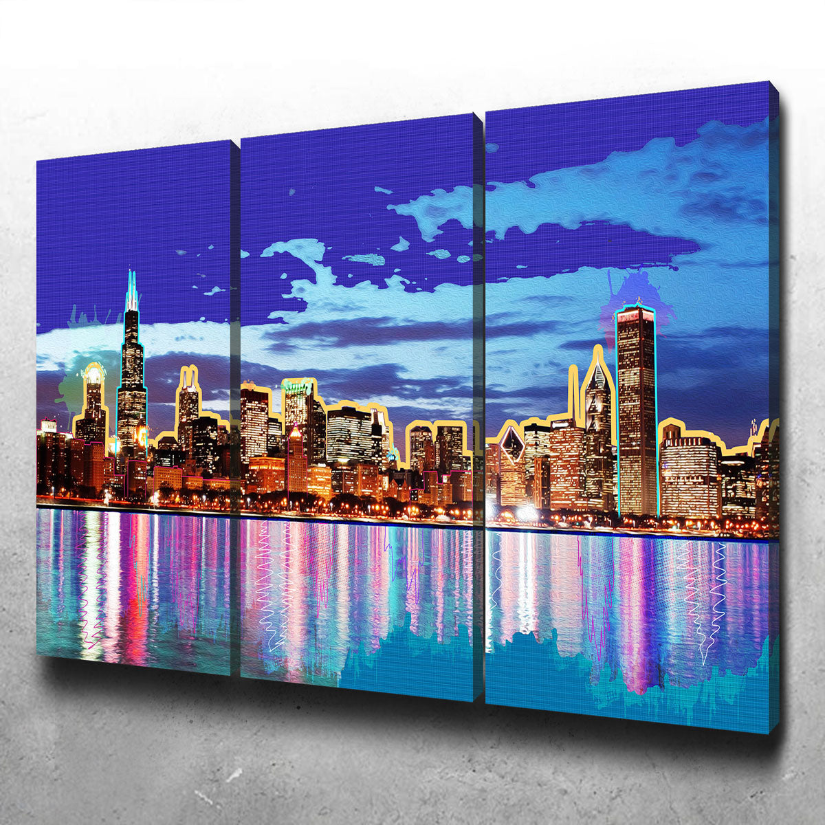 Stunning Neon Chicago Skyline Wall Art for Modern Decor