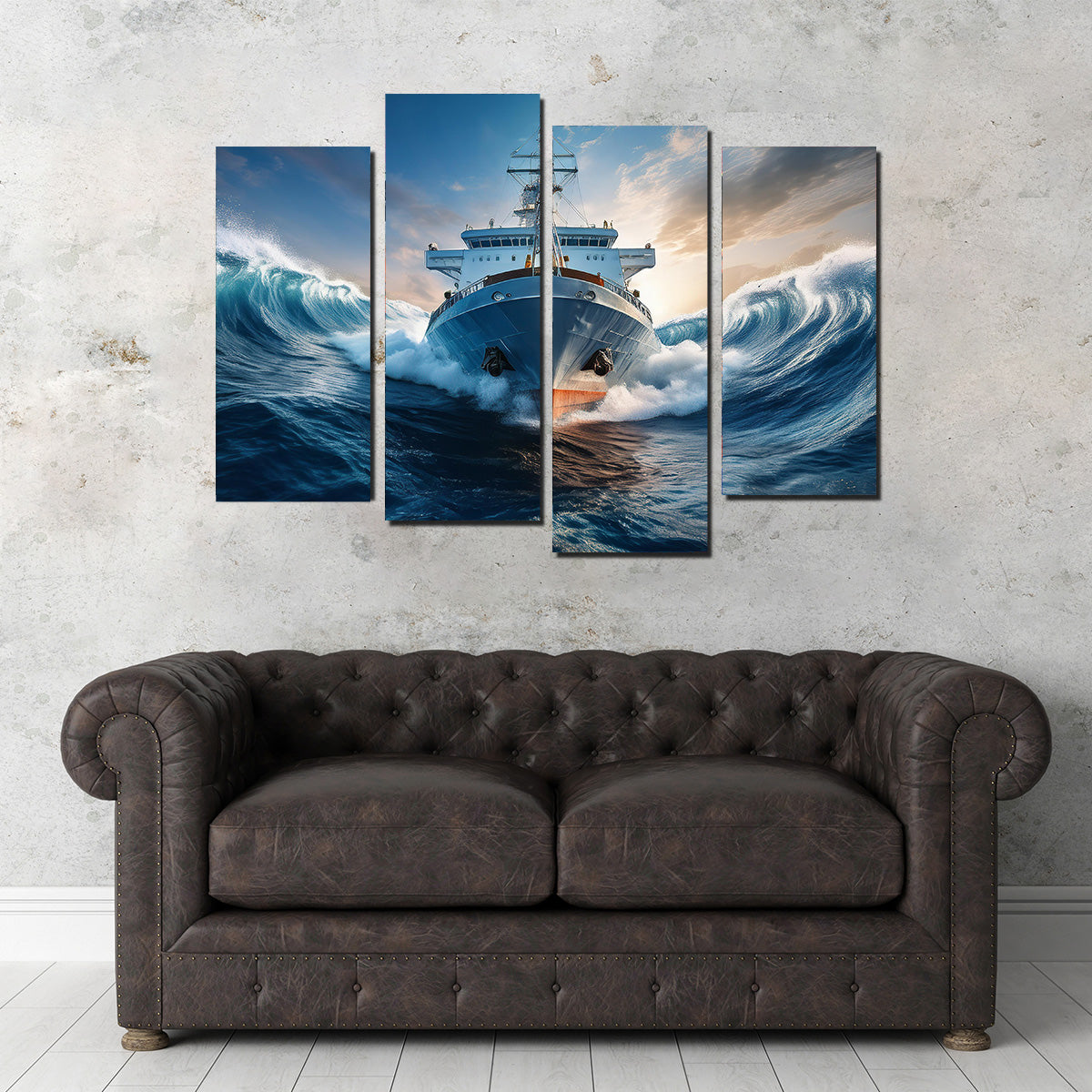 Stunning Ship in High Waves Wall Art