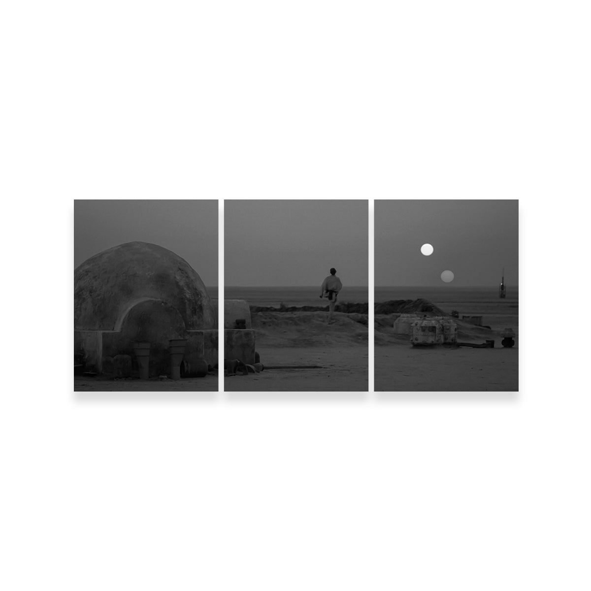 Stunning Binary Star Wars Sunset Grayscale Wall Art for Your Home Decor