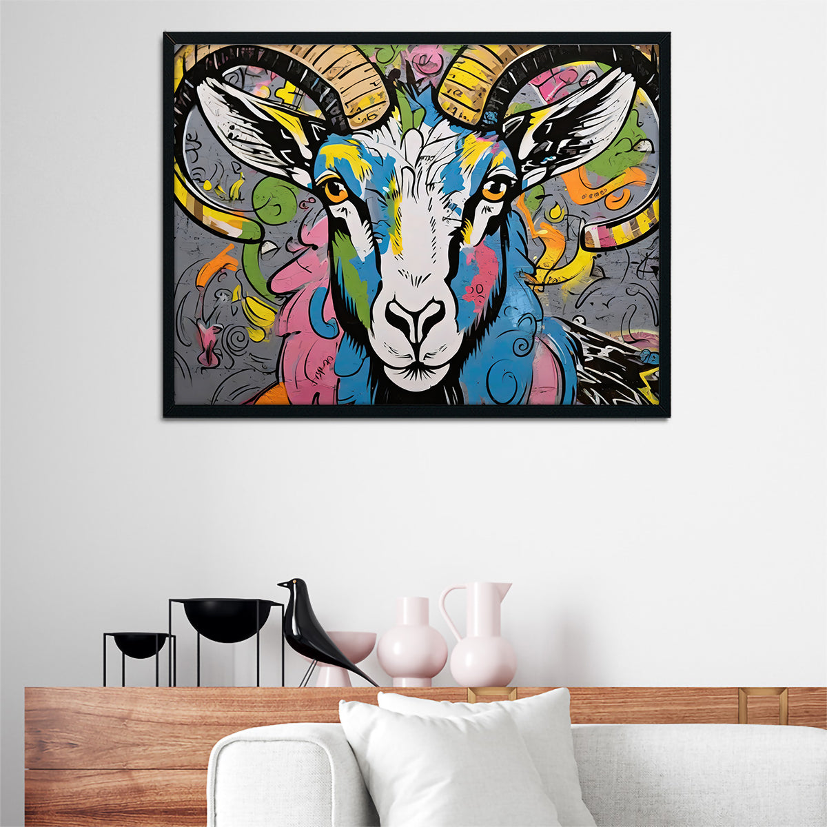 Stunning Bighorn Sheep Graffiti Wall Art by Stephen Chambers