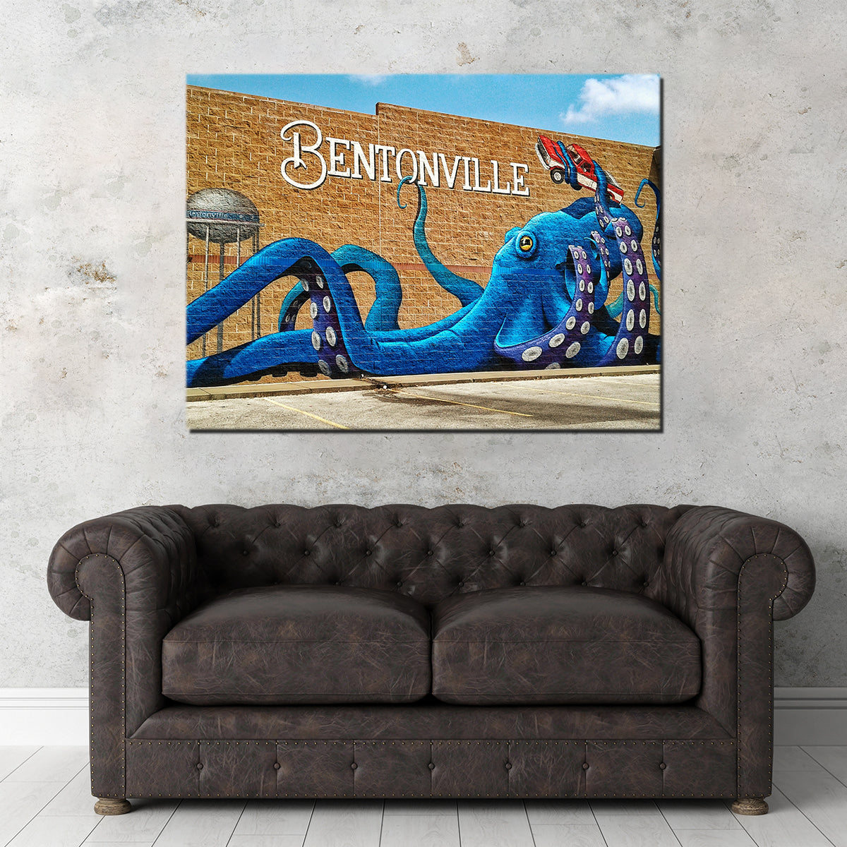 Stunning Bentonville Blue Octopus Mural Wall Art for Home Decor