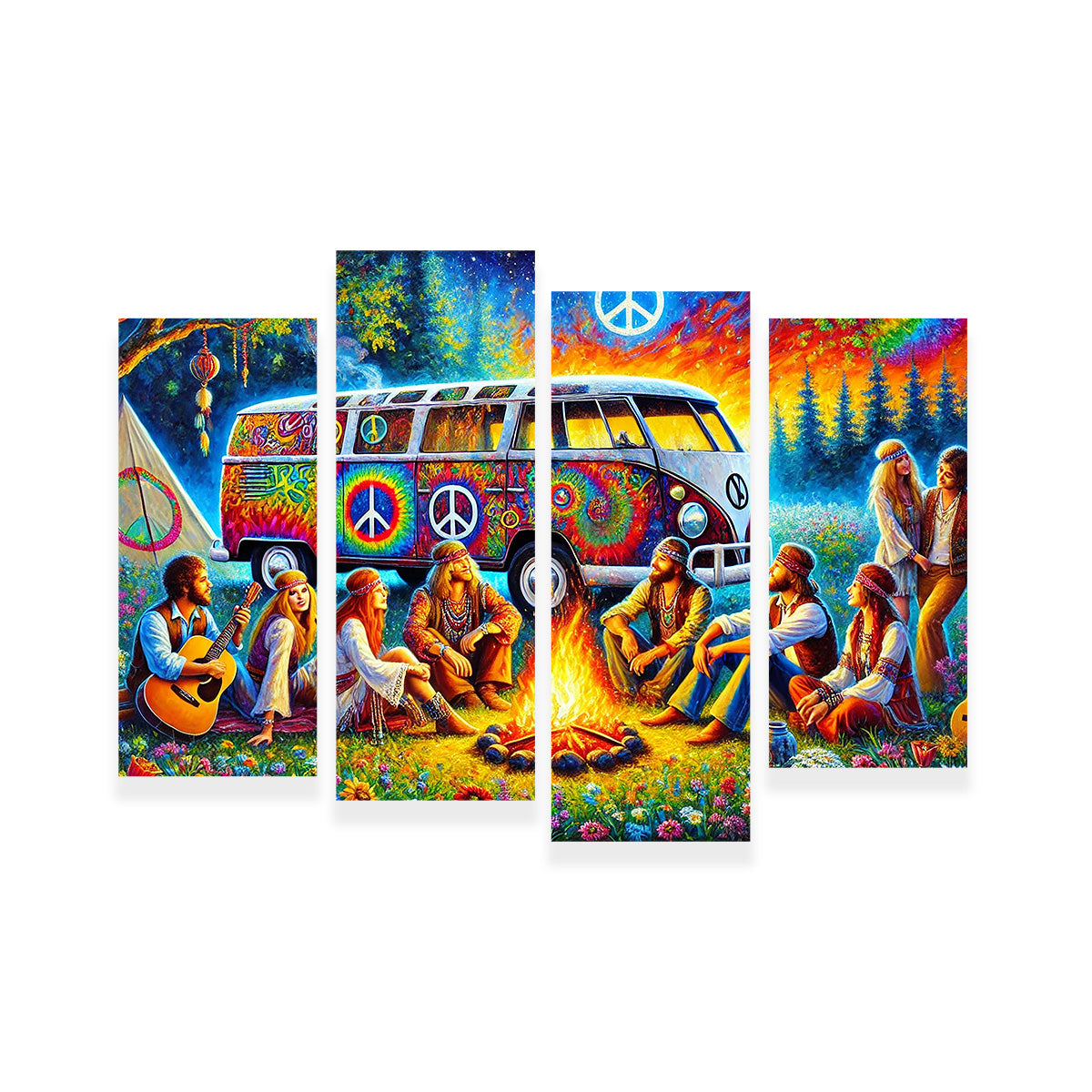 Unique Hippie Campfire Wall Art for Stunning Home Decor
