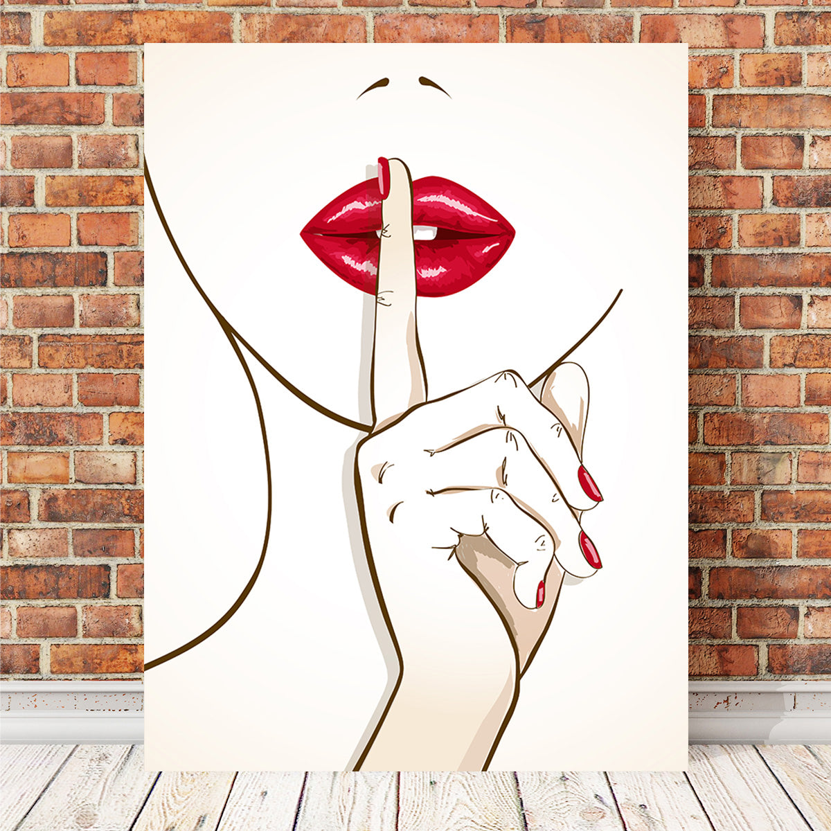 Shh Lips: Exquisite Kiln - Dried Pine Wood Framed Canvas Prints