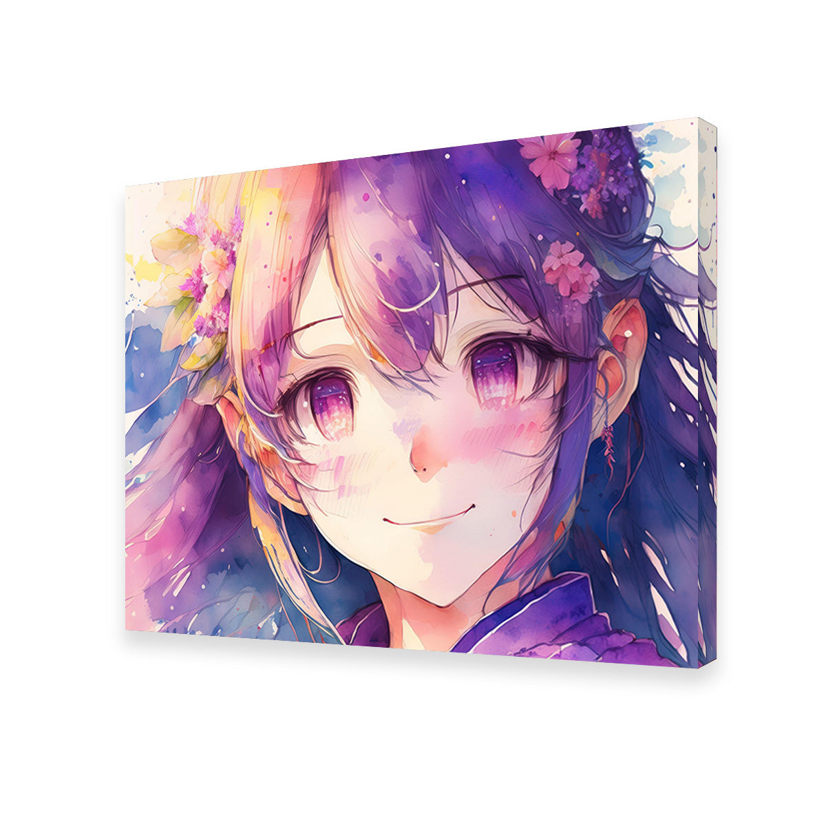 Captivating Anime Girl Watercolor Wall Art