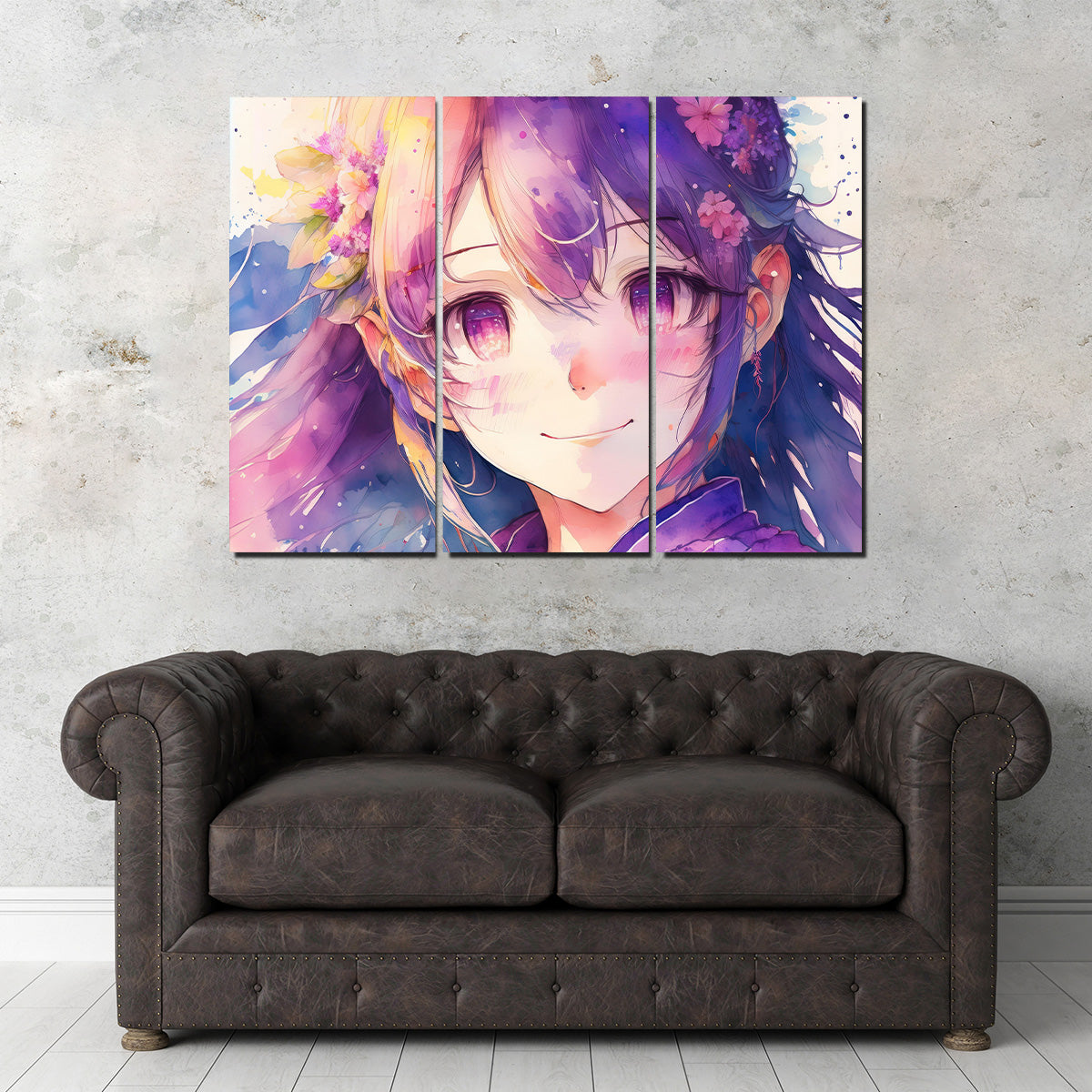 Captivating Anime Girl Watercolor Wall Art