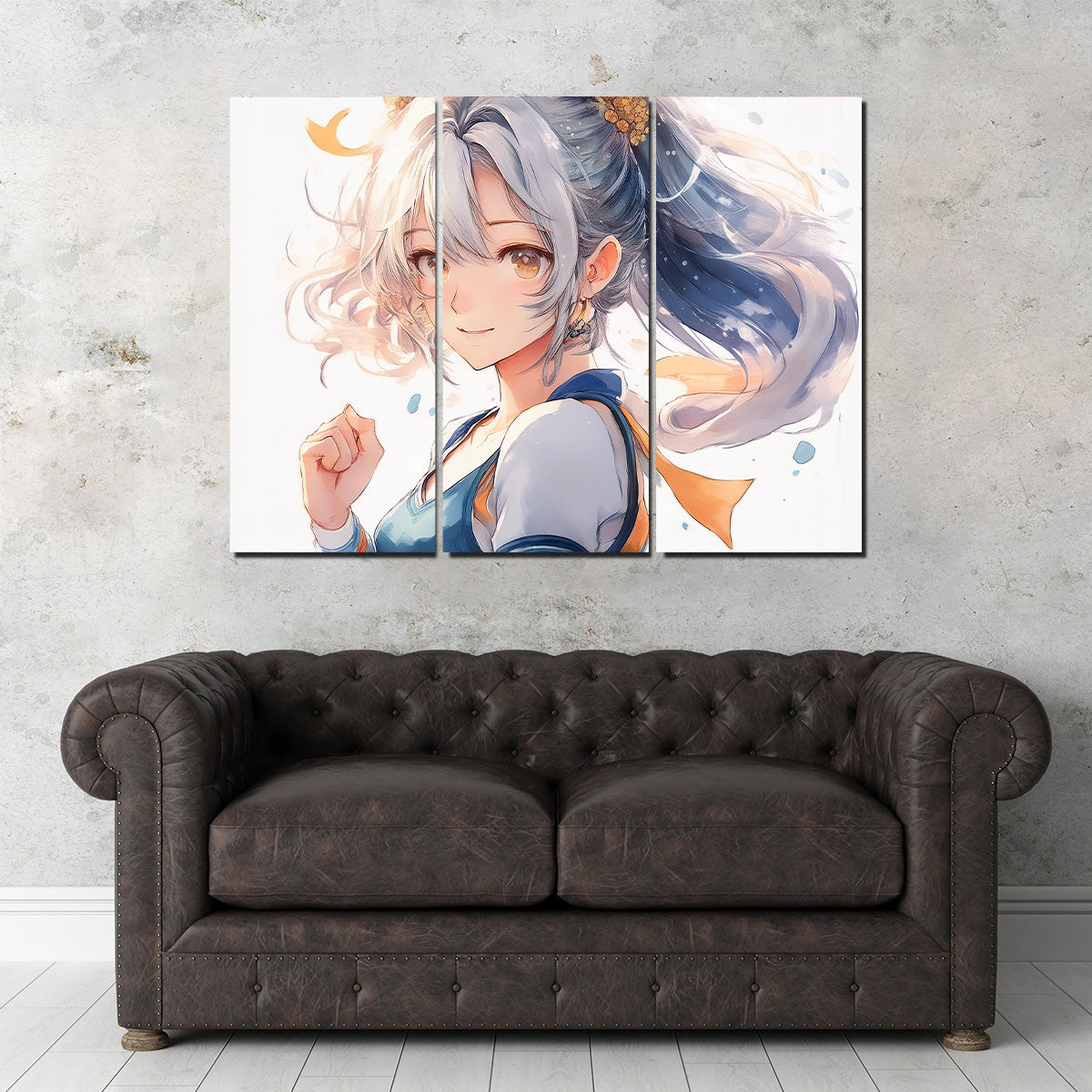 Stunning Anime Girl Print in White