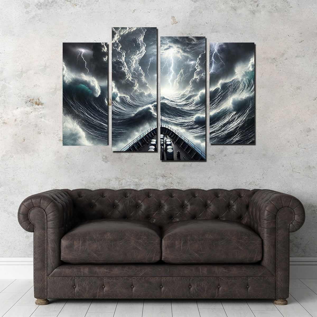 Stunning Ship Deck View of a Fierce Storm Art Print