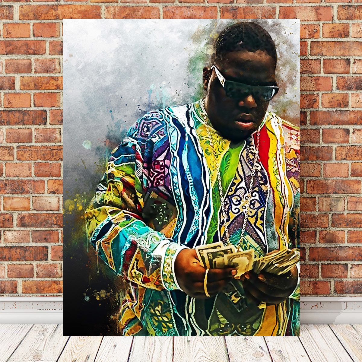 Biggie Counting Cash - Premium Handmade Canvas Print
