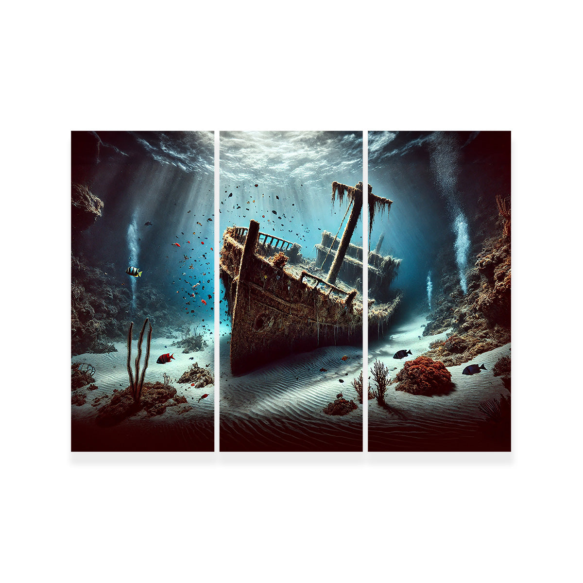 Enchanting Shipwreck on Ocean Floor Wall Art