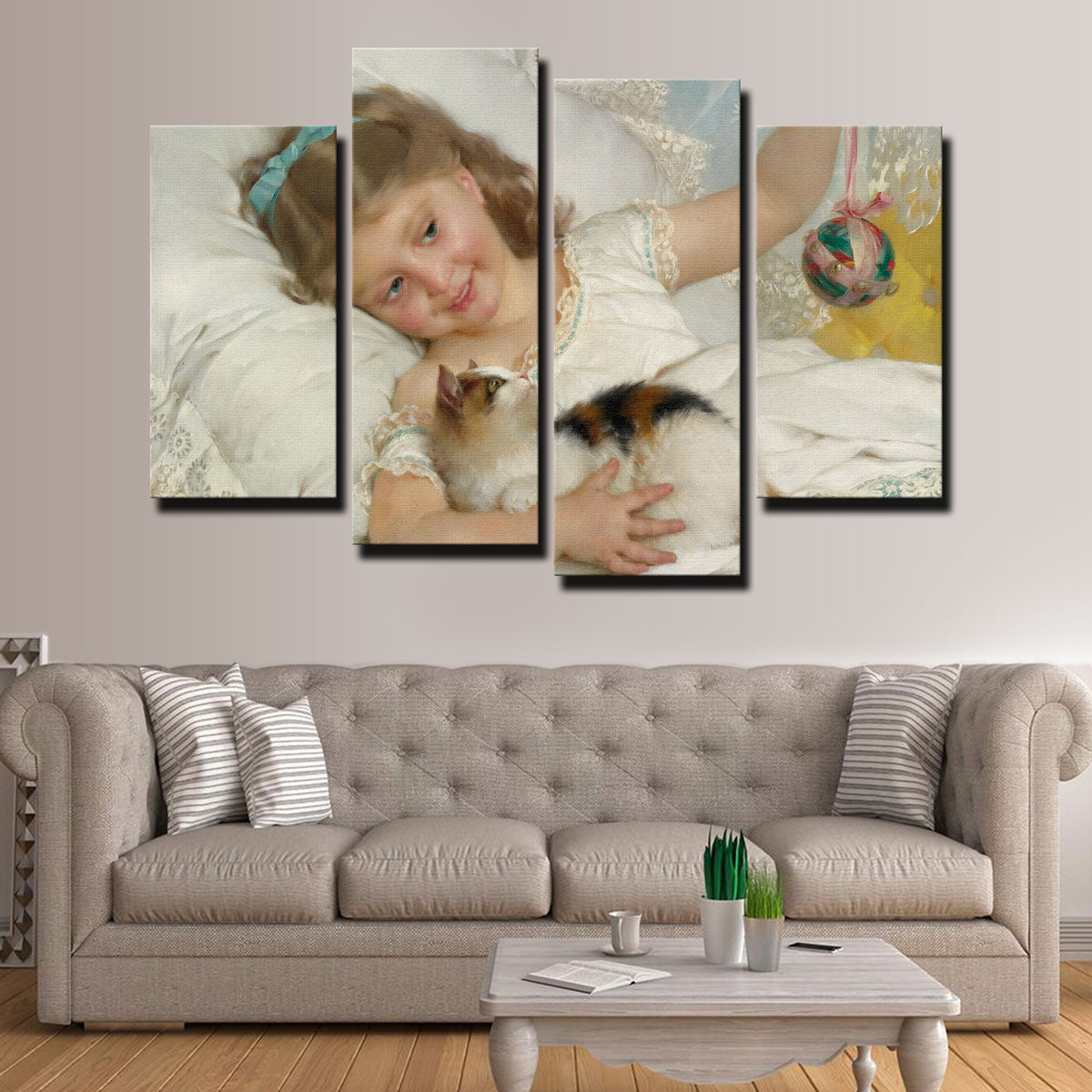 Charming Petite Fille et Chat Wall Art by Emile Munier