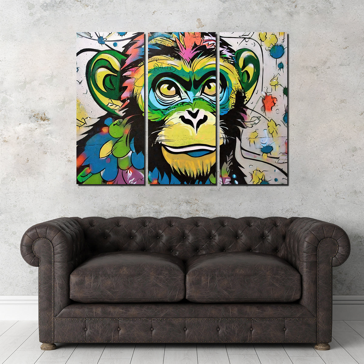 Eye - catching Monkey Graffiti Wall Art by Stephen Chambers