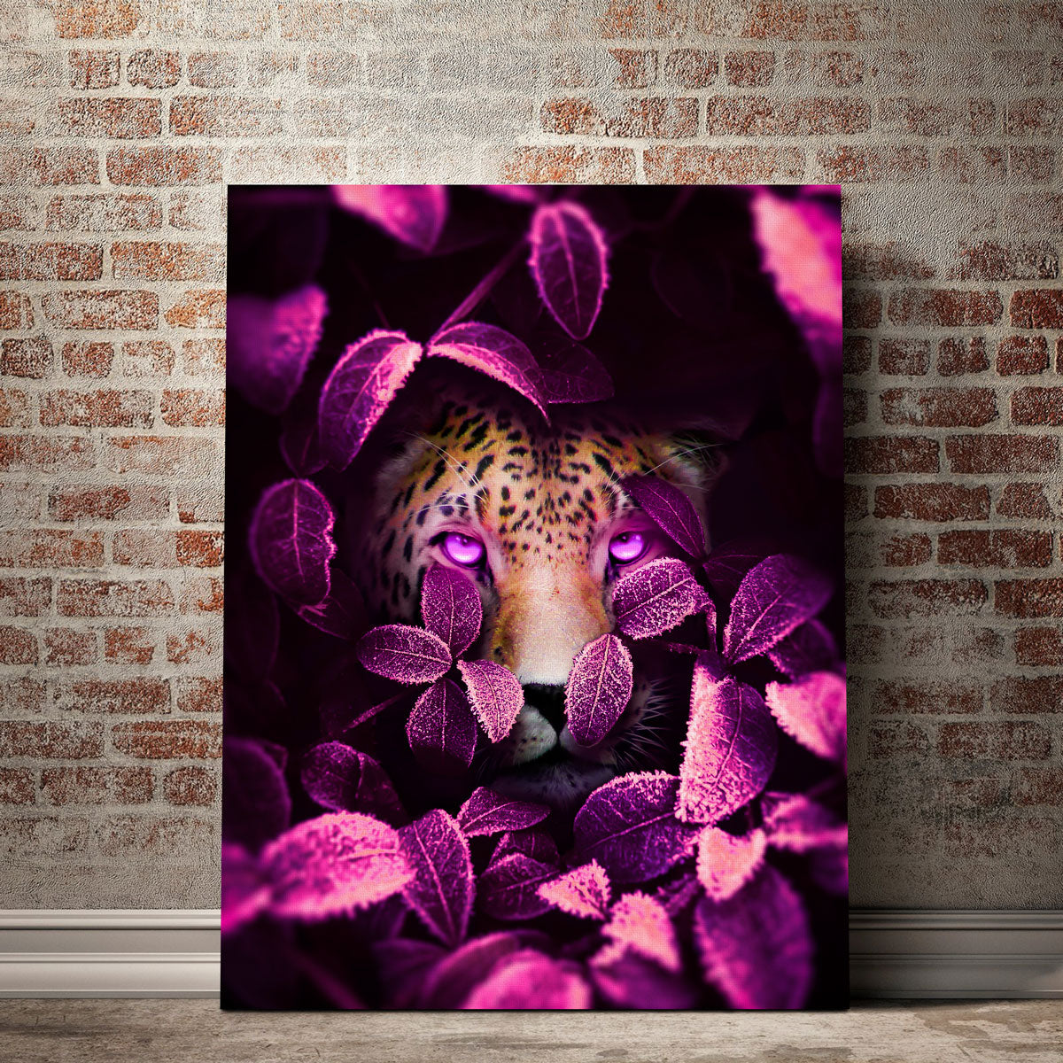 Vibrant Pink Eyes Jaguar Wall Art for Stunning Home Decor