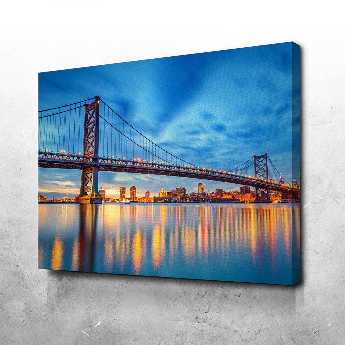 Ben Franklin Bridge Wall Art - Premium Sustainable Pine Wood Framed Canvas