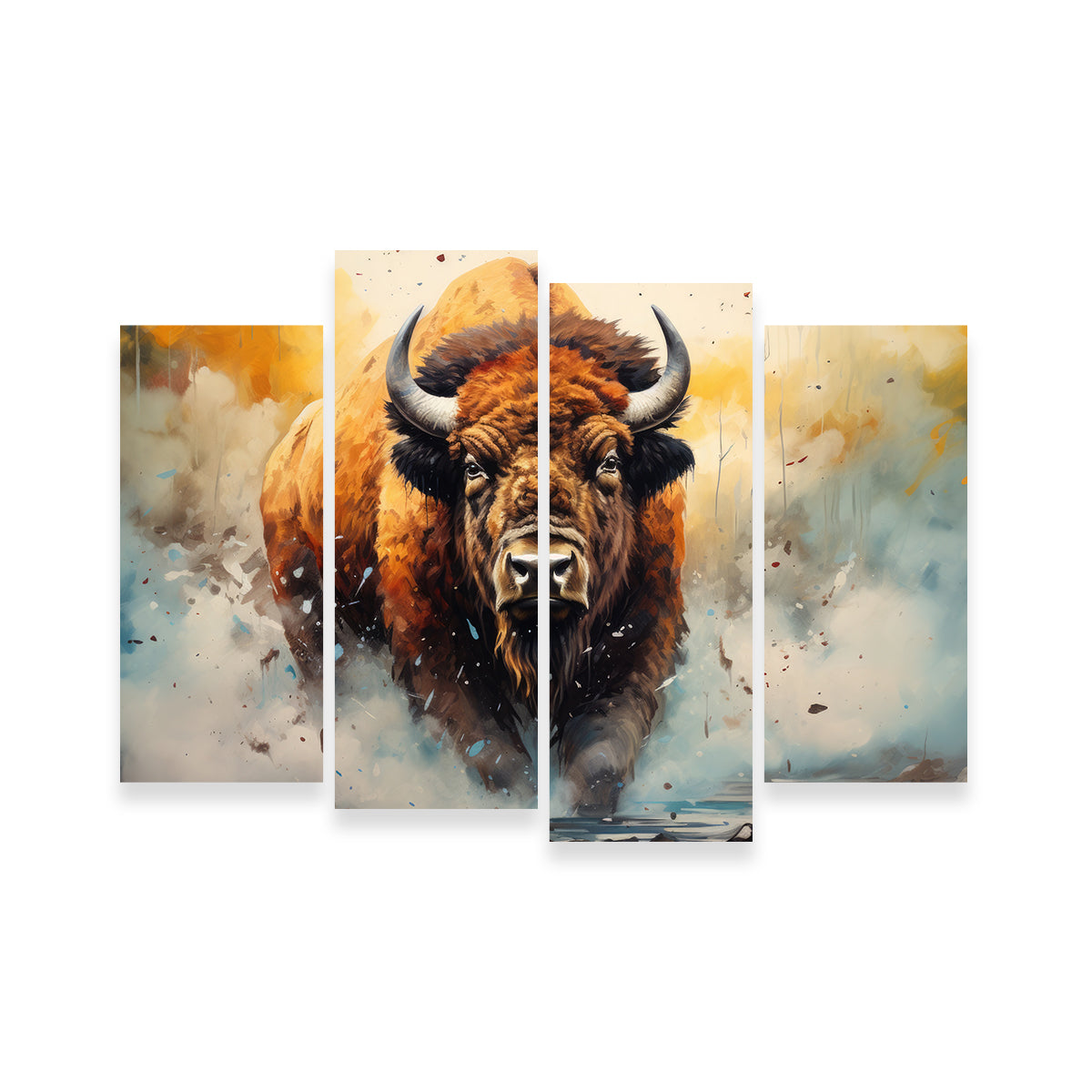 Stunning American Bison Watercolor Wall Art for Home Decor