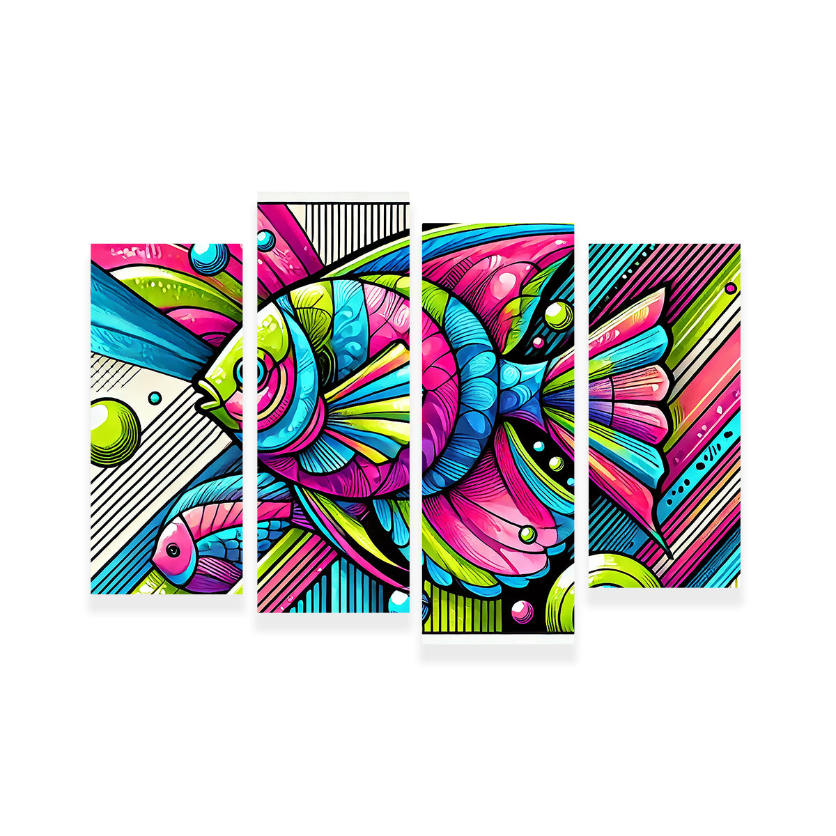 Eye - Catching Neon Pop Art Fish Wall Art for Stunning Decor