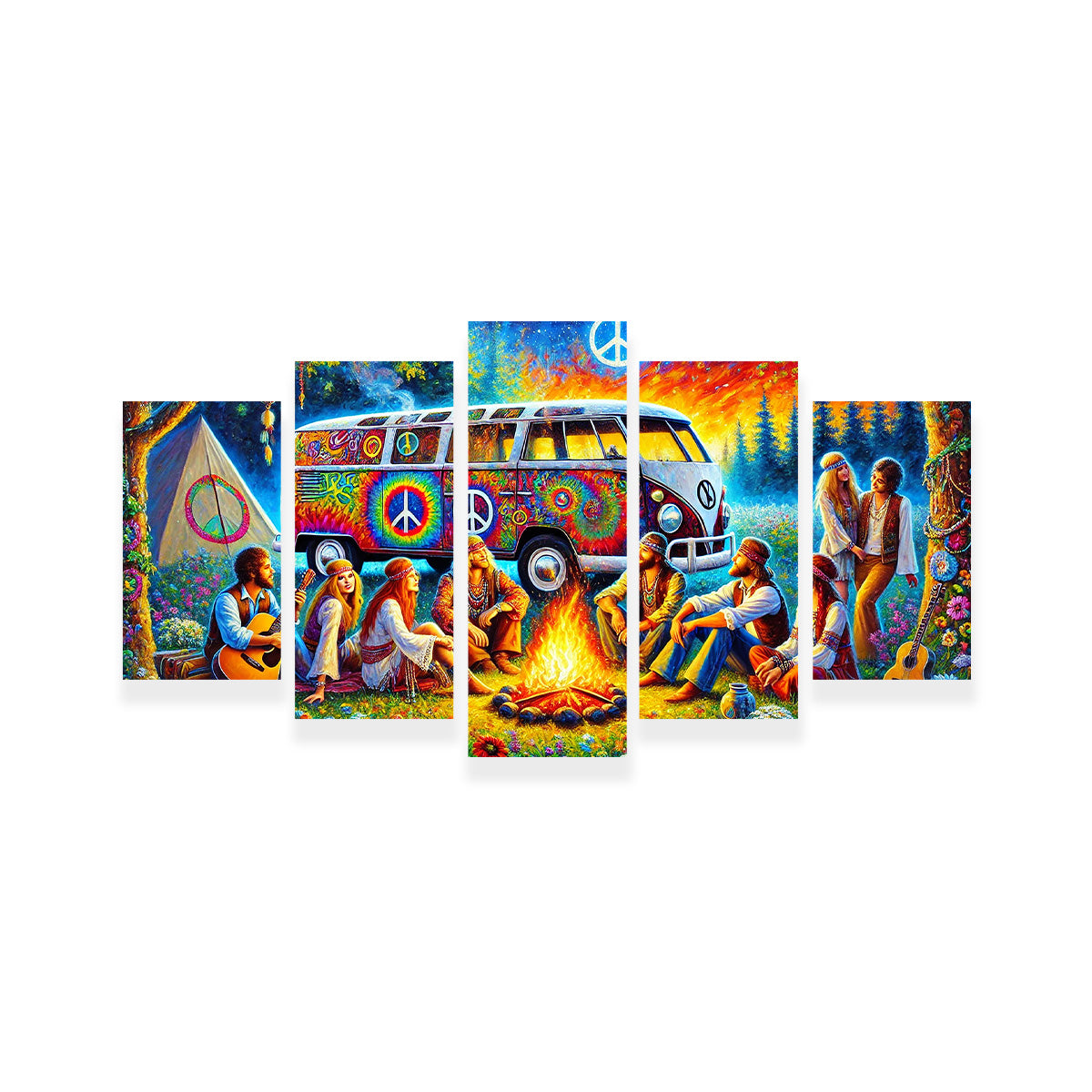 Unique Hippie Campfire Wall Art for Stunning Home Decor