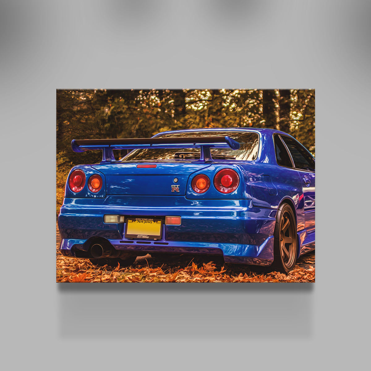 Stunning Nissan Skyline R34 Blue Wall Art - Ideal for Car Enthusiasts
