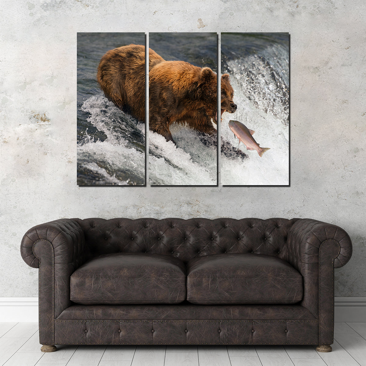 Exquisite Bear Catching Salmon Wall Art for Stunning Home Decor