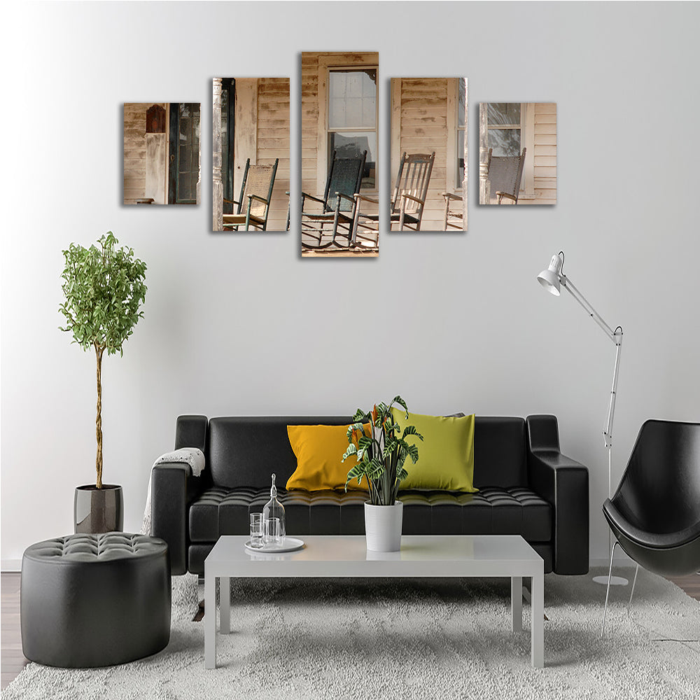 Charming Antique Rocking Chairs in Rural Connecticut Wall Art Prints