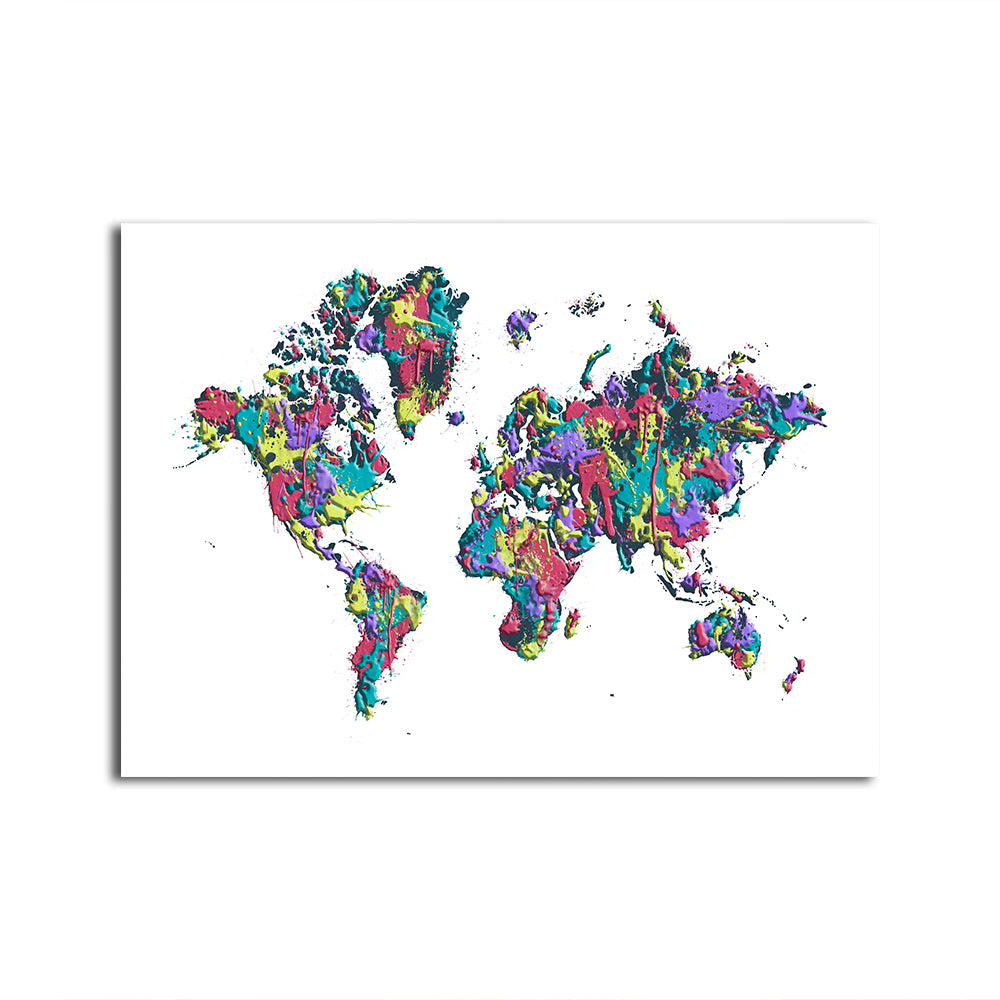 Stunning Pop Art White World Map Wall Art by Melanie Viola