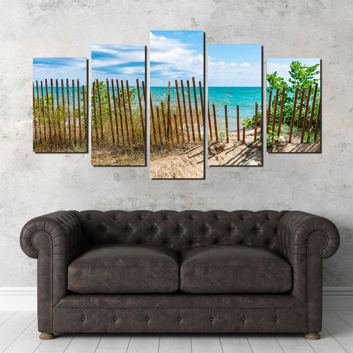 Stunning Shoreline with Fence in Evanston Wall Art for Your Home Decor