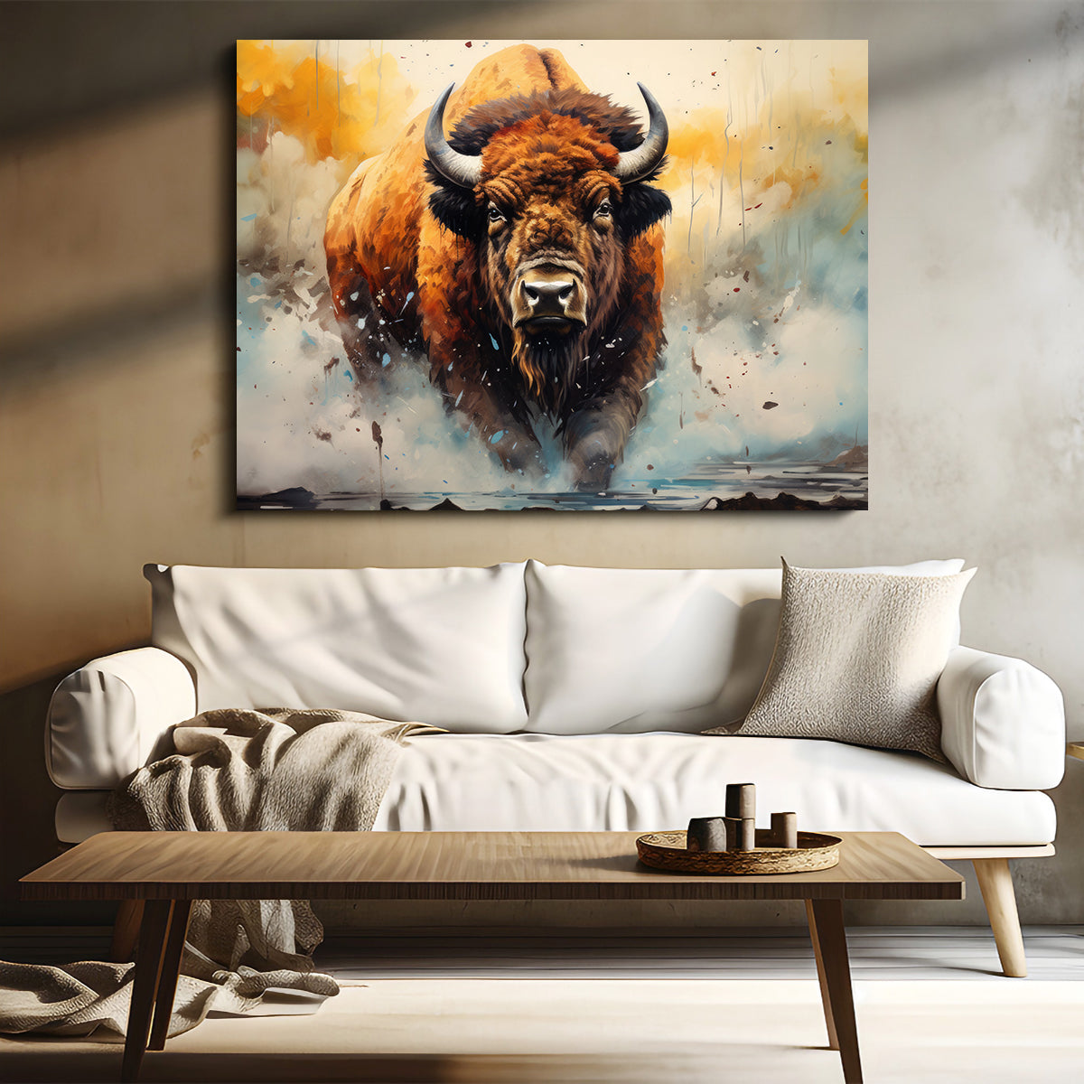 Stunning American Bison Watercolor Wall Art for Home Decor