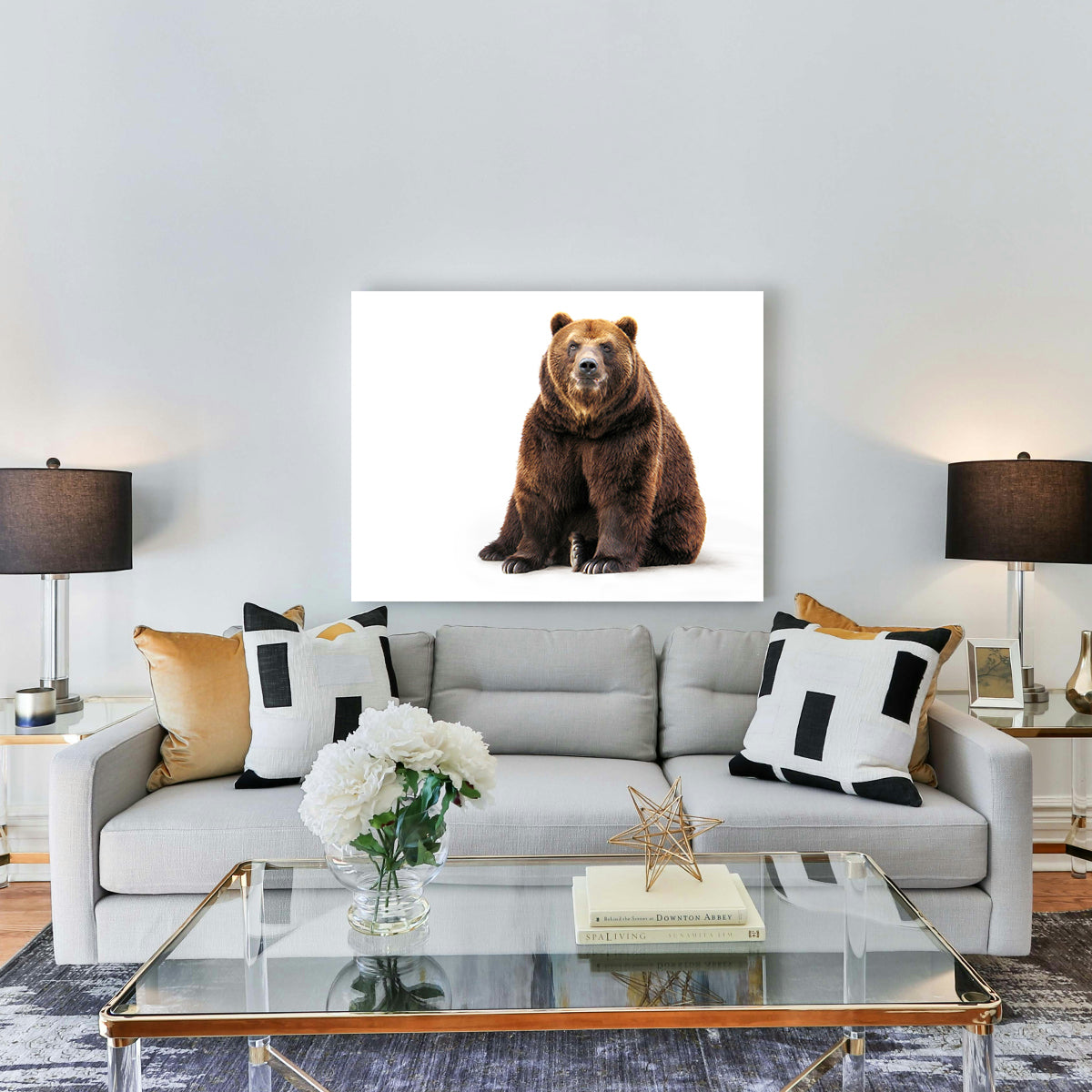 Stunning Bear on White Wall Art for Home Decor