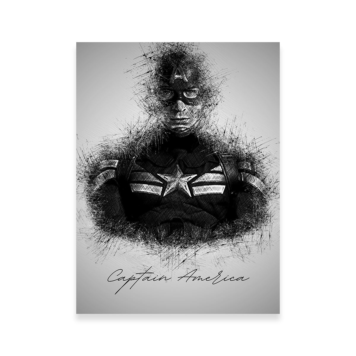 Stunning Captain America Sketch Wall Art for Marvel Fans