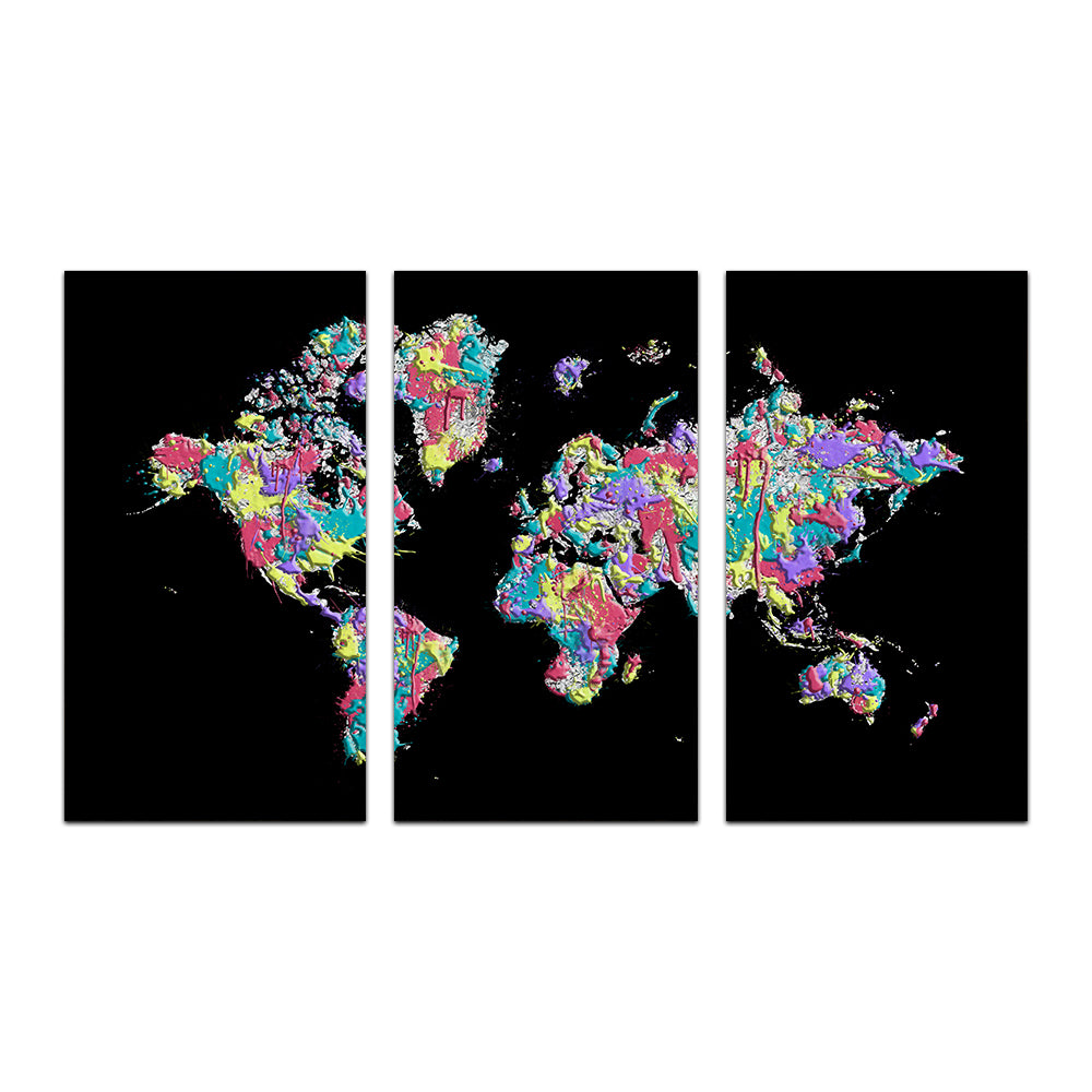 Stunning Pop Art World Map - Black Wall Art for Modern Spaces