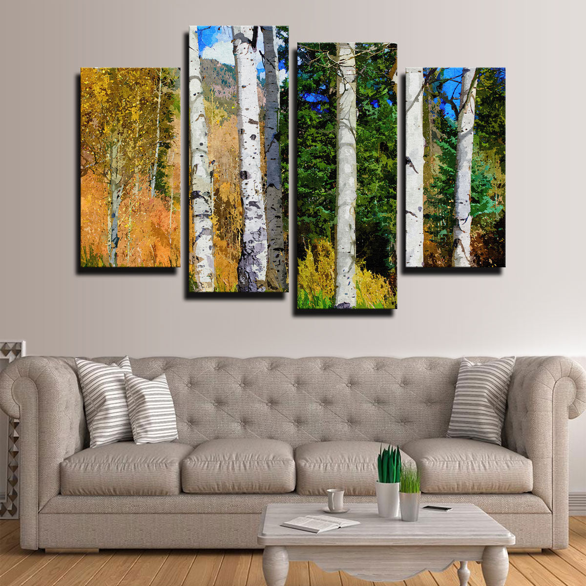 Exquisite Hillside Aspen Grove Wall Art by Denise Dundon