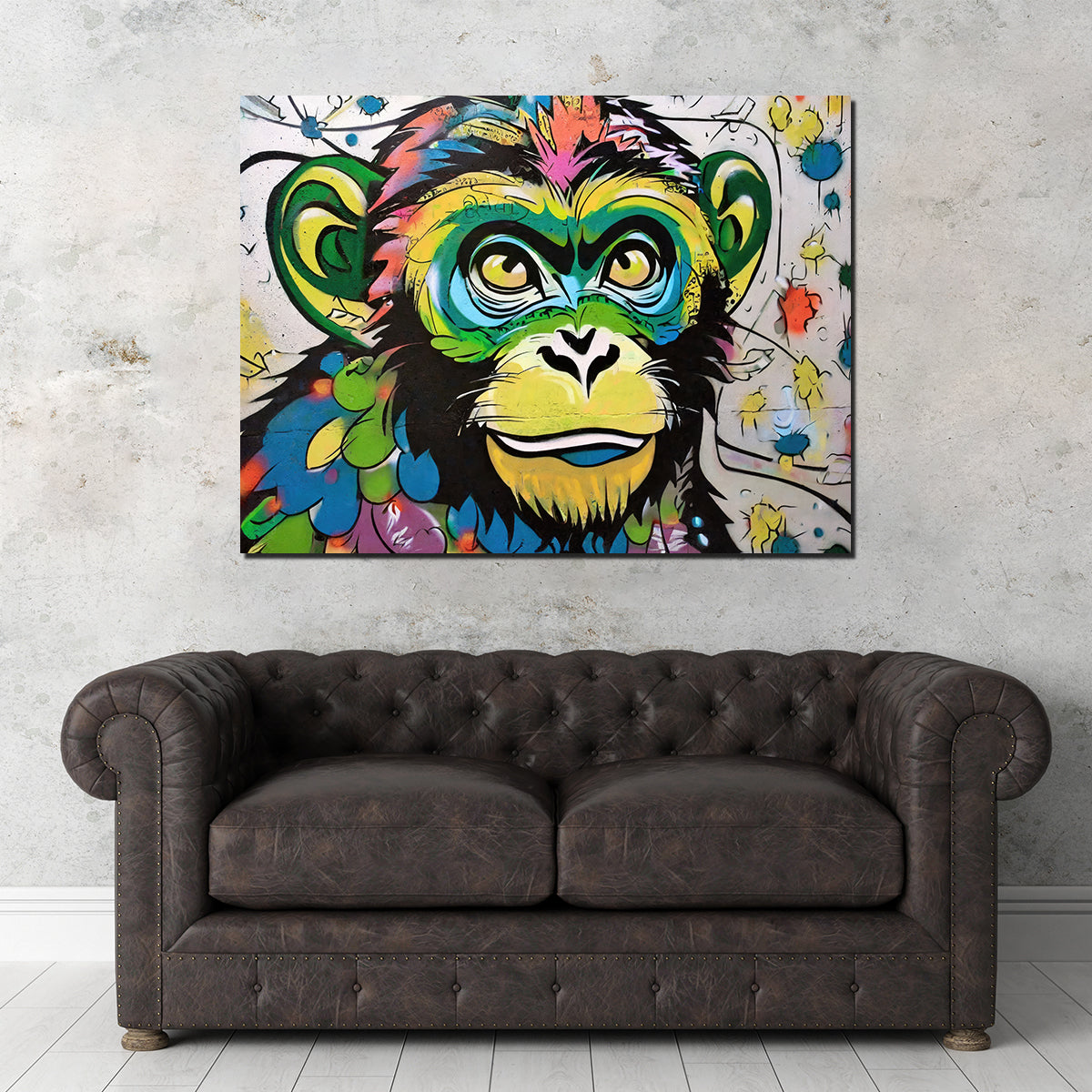 Eye - catching Monkey Graffiti Wall Art by Stephen Chambers