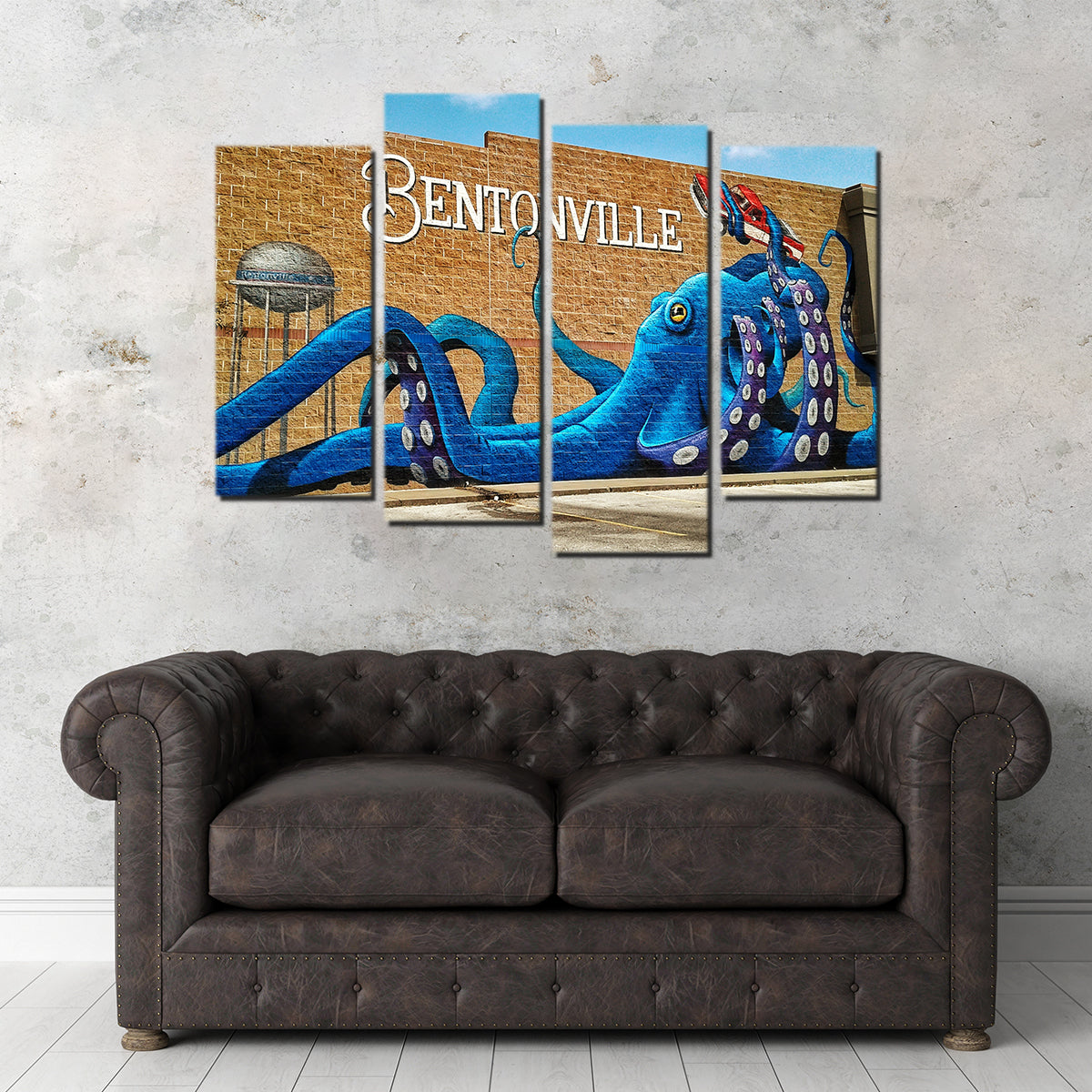 Stunning Bentonville Blue Octopus Mural Wall Art for Home Decor