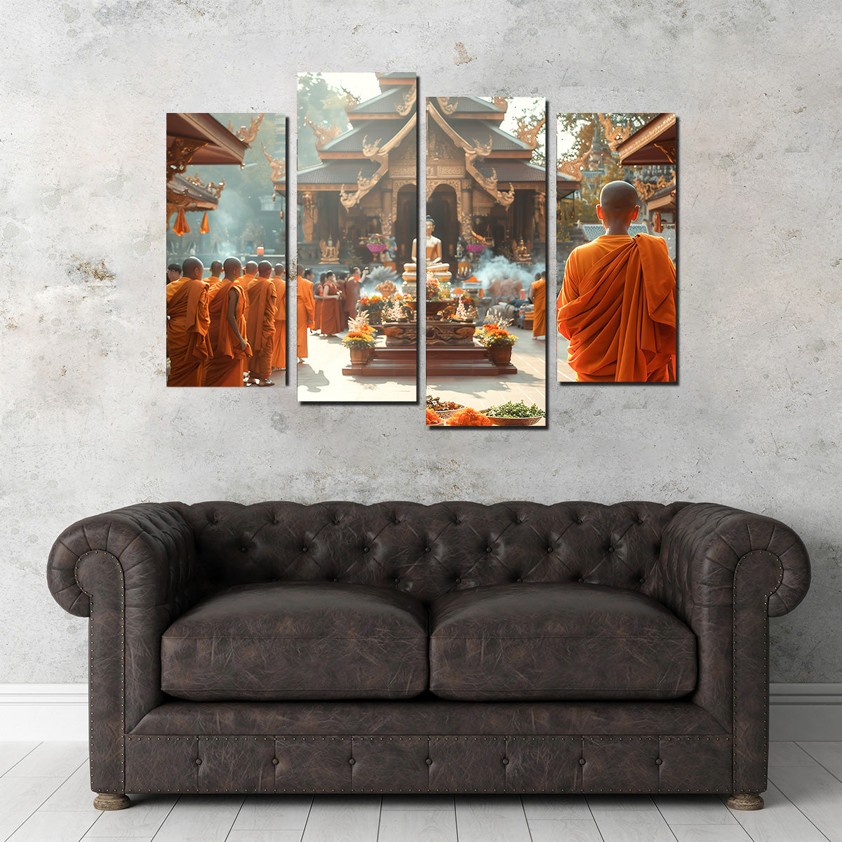 Exquisite Monks in Saffron Robes Wall Art