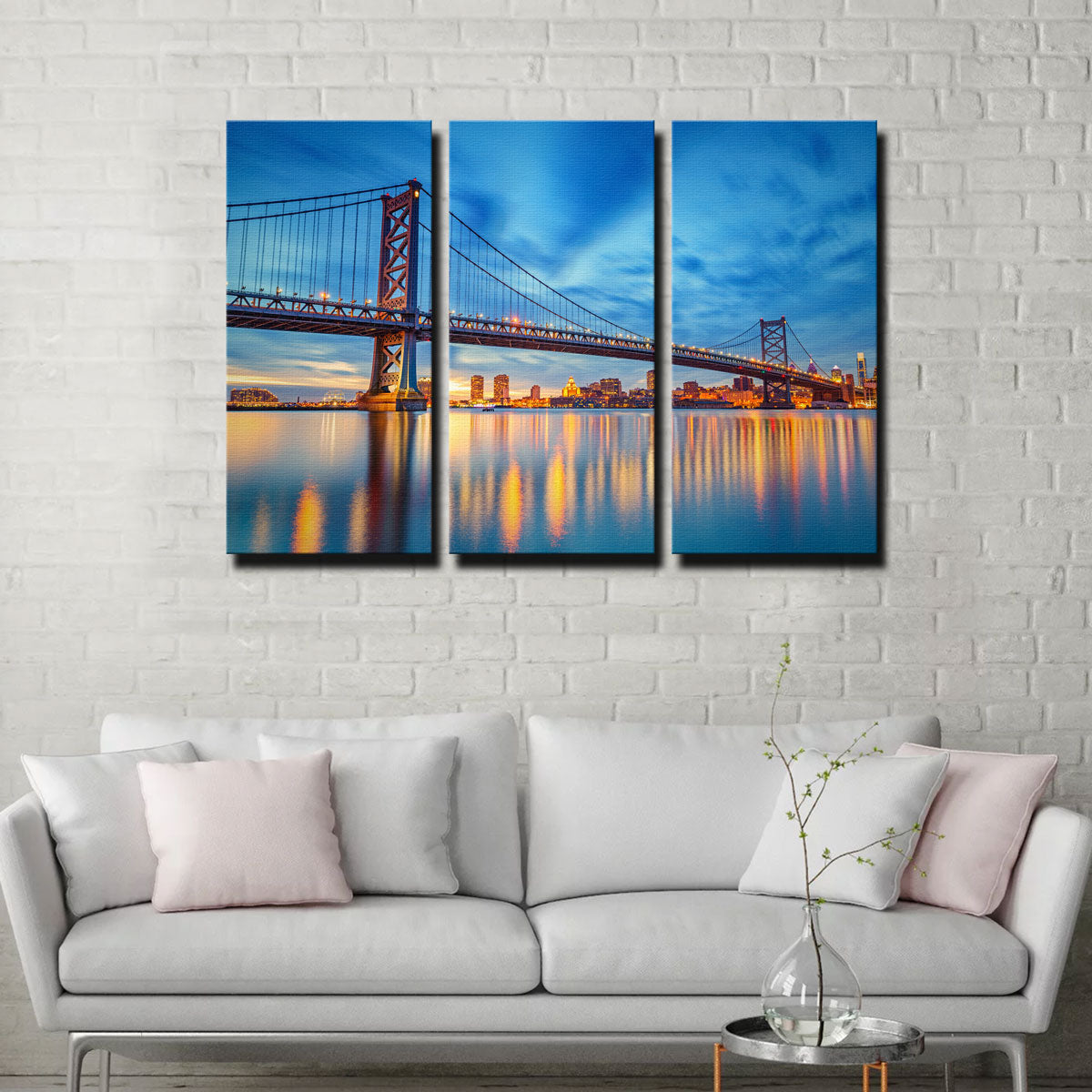 Ben Franklin Bridge Wall Art - Premium Sustainable Pine Wood Framed Canvas